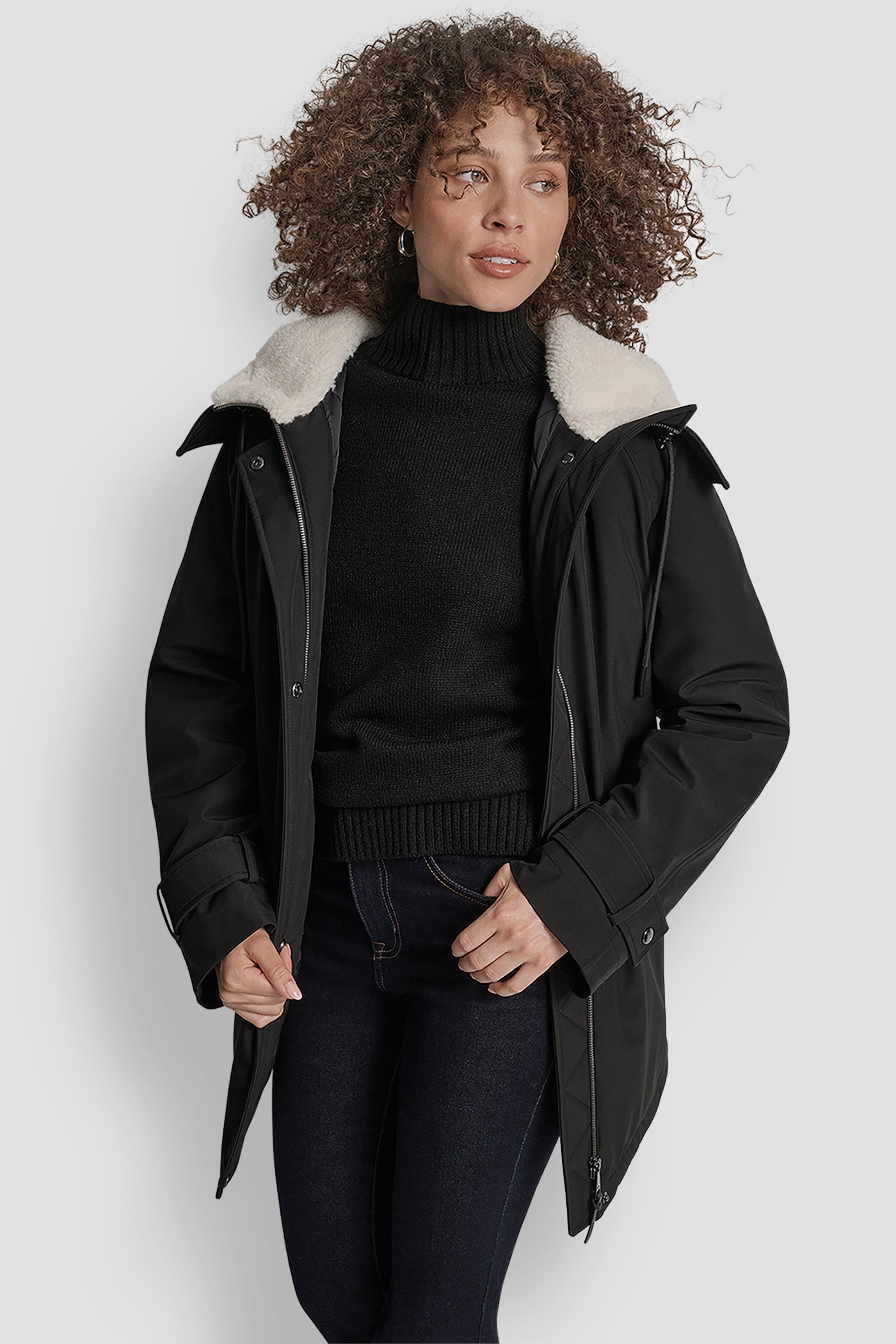 MID LENGTH FLEXTECH COAT WITH FUR HOOD VIEW 5 | Cold Weather Coats MID LENGTH FLEXTECH COAT WITH FUR HOOD VIEW 5 | Cold Weather Coats