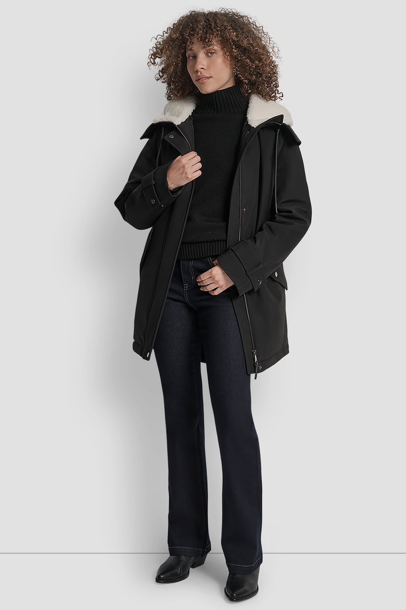 MID LENGTH FLEXTECH COAT WITH FUR HOOD VIEW 7 | Cold Weather Coats MID LENGTH FLEXTECH COAT WITH FUR HOOD VIEW 7 | Cold Weather Coats