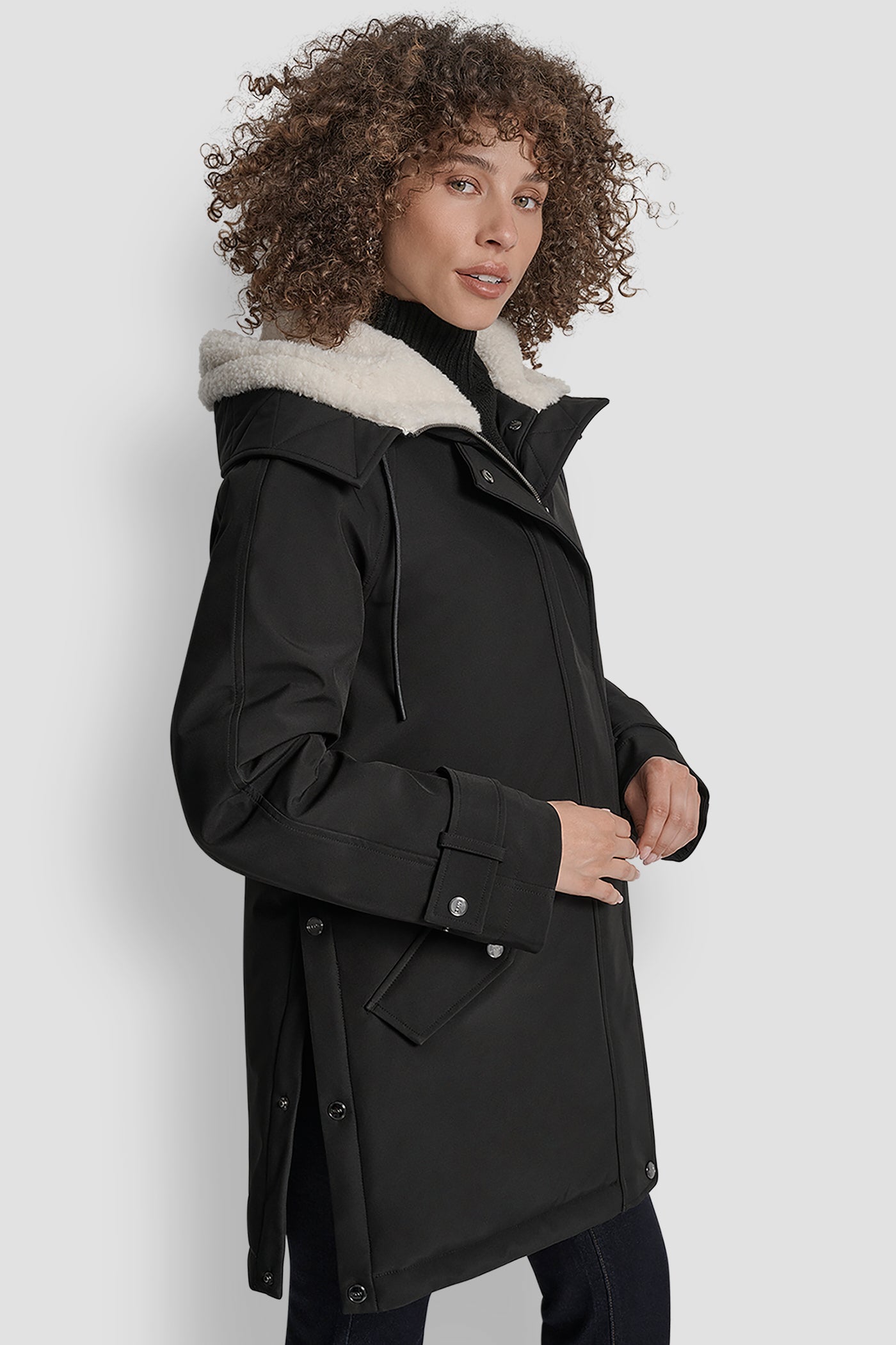 MID LENGTH FLEXTECH COAT WITH FUR HOOD VIEW 3 | Cold Weather Coats MID LENGTH FLEXTECH COAT WITH FUR HOOD VIEW 3 | Cold Weather Coats