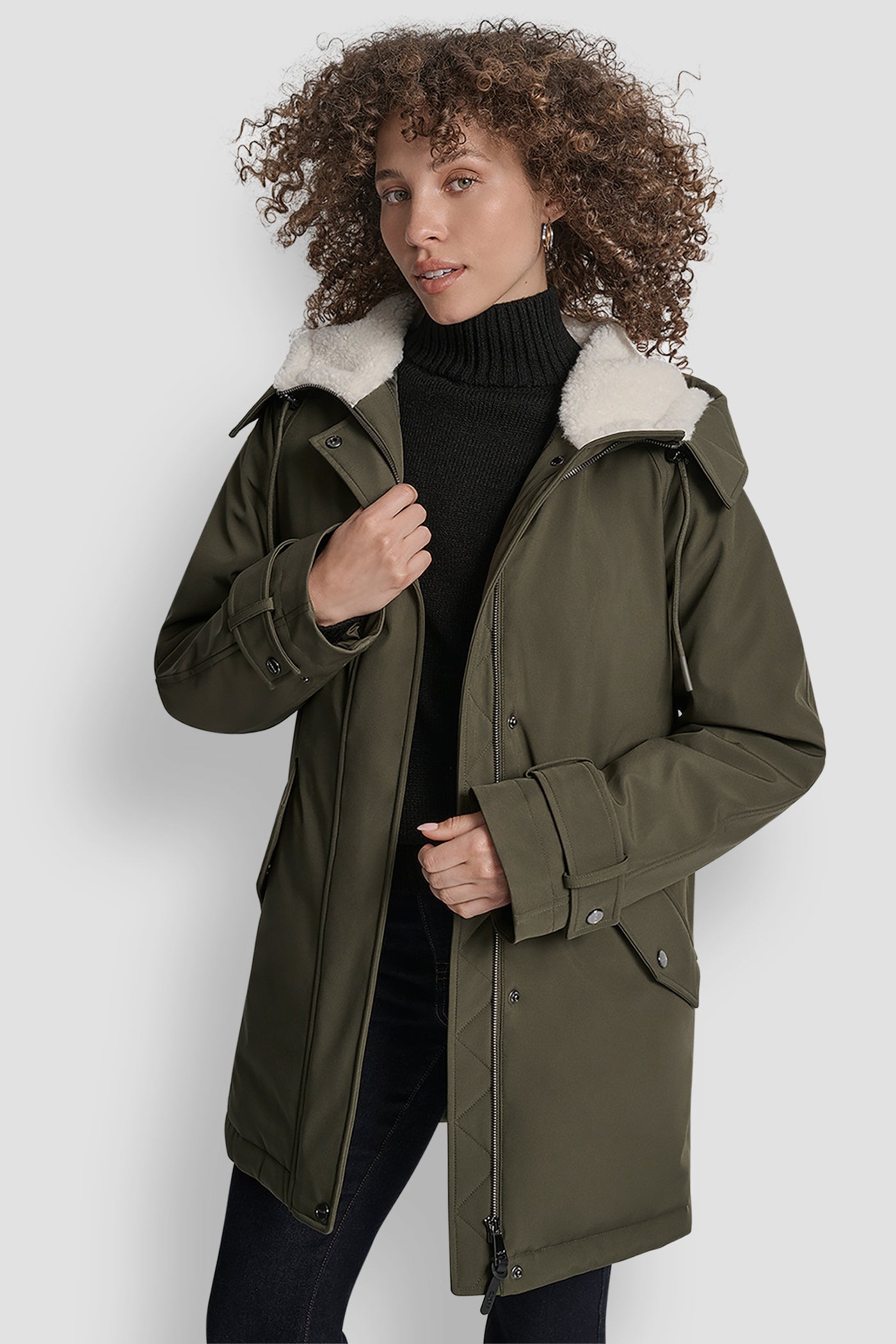 MID LENGTH FLEXTECH COAT WITH FUR HOOD VIEW 7 | Cold Weather Coats MID LENGTH FLEXTECH COAT WITH FUR HOOD VIEW 7 | Cold Weather Coats