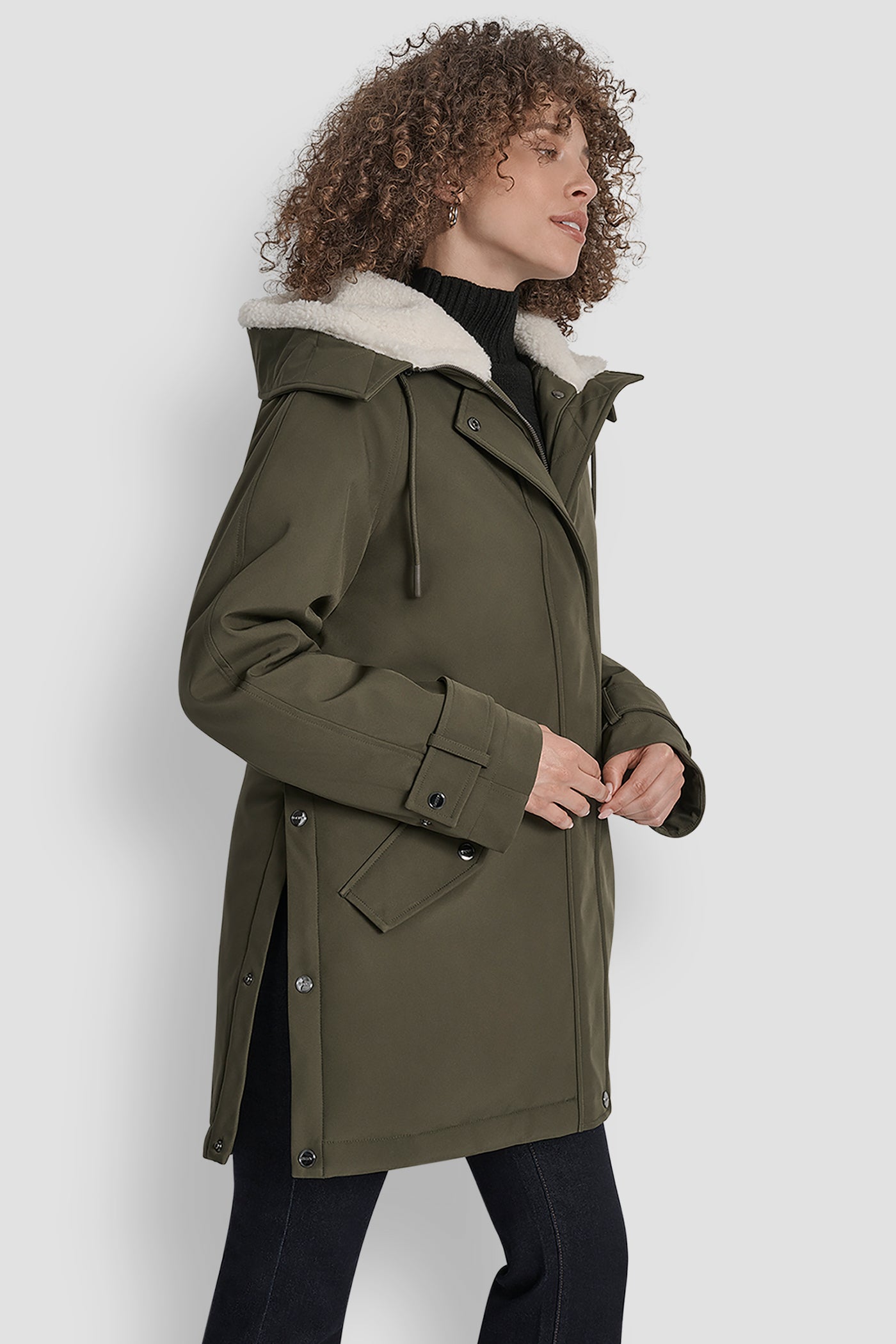 MID LENGTH FLEXTECH COAT WITH FUR HOOD VIEW 3 | Cold Weather Coats MID LENGTH FLEXTECH COAT WITH FUR HOOD VIEW 3 | Cold Weather Coats