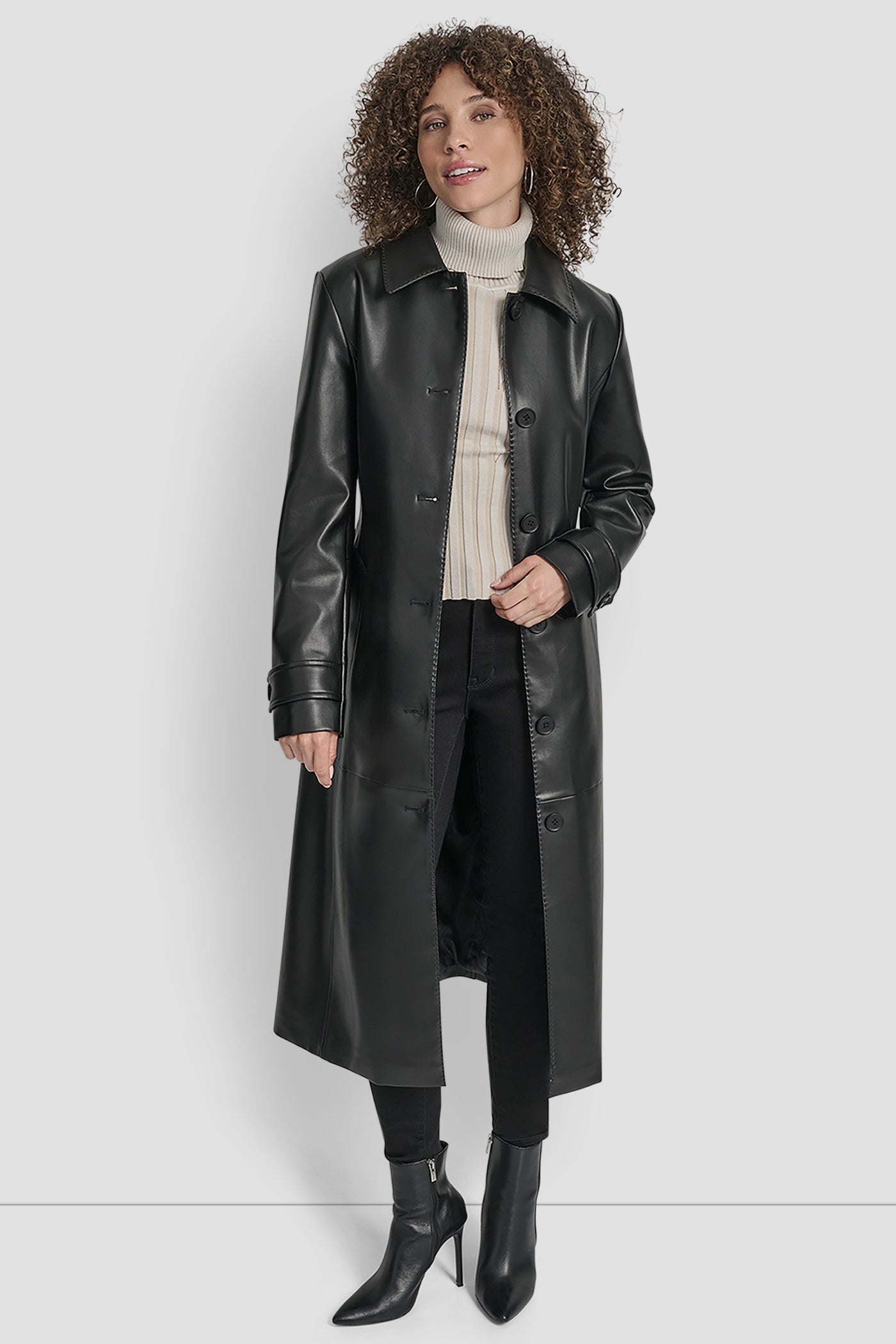 DKNYコート Faux Leather Long Trench | Trench | DKNY