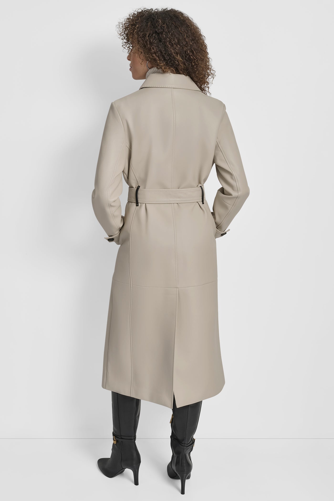 Faux Leather Long Trench | Trench | DKNY