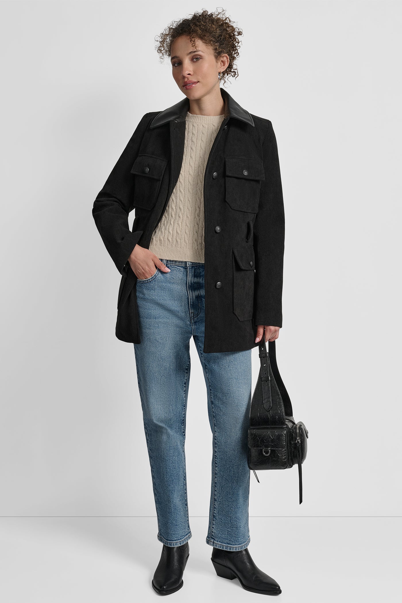 TIE WAIST CORDUROY JACKET WITH FAUX COLLAR VIEW 7 | 9-5 Edit TIE WAIST CORDUROY JACKET WITH FAUX COLLAR VIEW 7 | 9-5 Edit