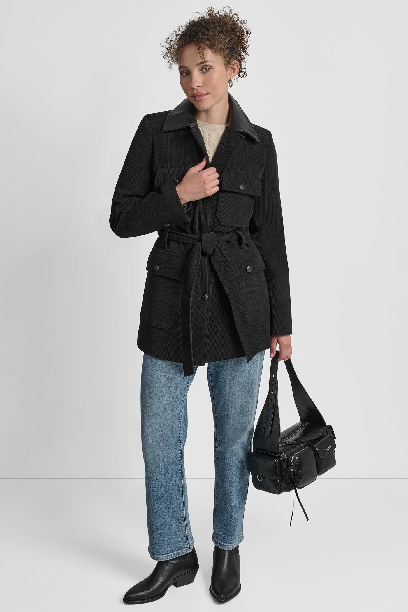 TIE WAIST CORDUROY JACKET WITH FAUX COLLAR VIEW 6 | 9-5 Edit TIE WAIST CORDUROY JACKET WITH FAUX COLLAR VIEW 6 | 9-5 Edit