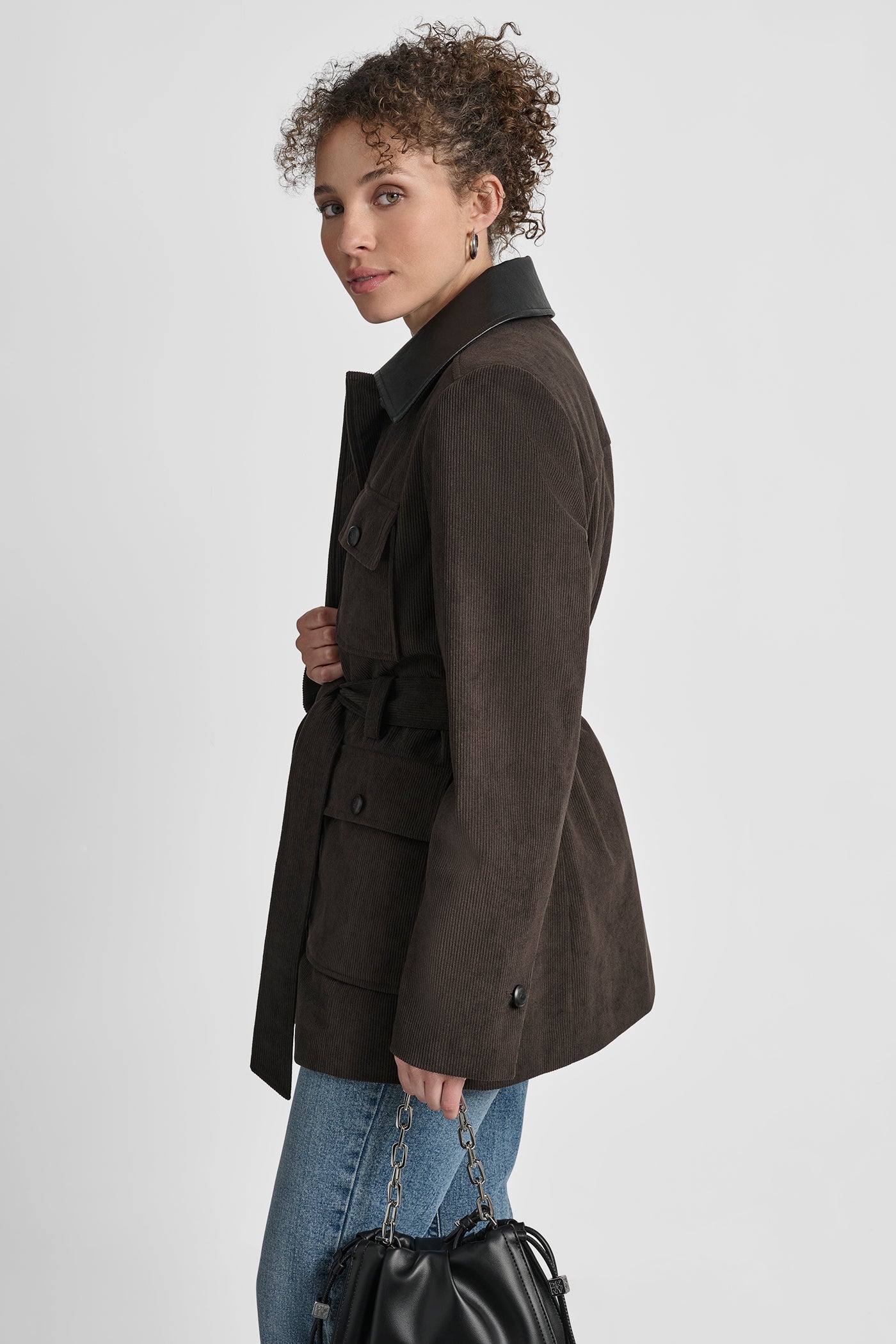 TIE WAIST CORDUROY JACKET WITH FAUX COLLAR VIEW 3 | WOMENS COATS & JACKETS TIE WAIST CORDUROY JACKET WITH FAUX COLLAR VIEW 3 | WOMENS COATS & JACKETS
