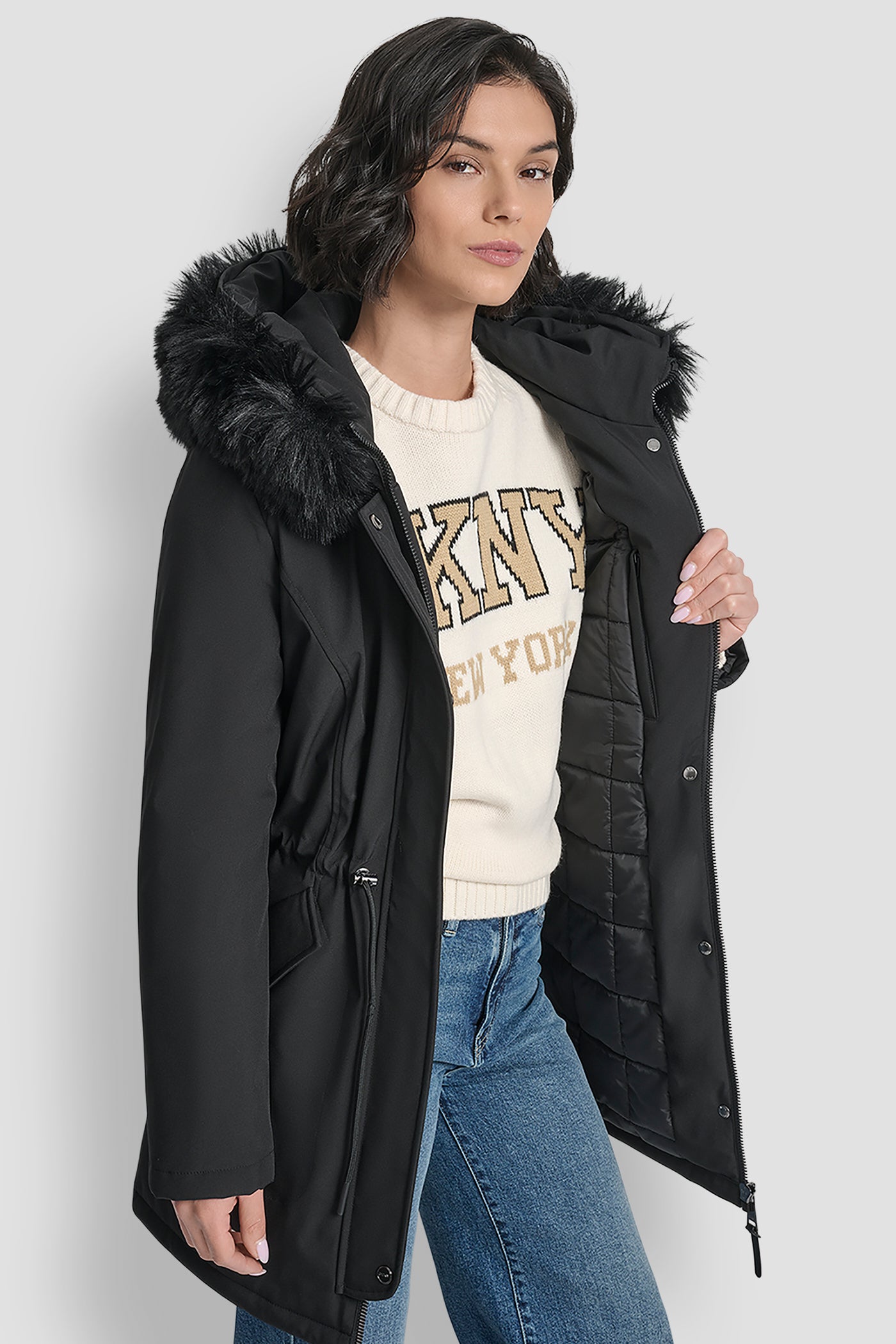 FAUX FUR TRIM HOODED ANONRAK WAIST COAT VIEW 7 | Clothing FAUX FUR TRIM HOODED ANONRAK WAIST COAT VIEW 7 | Clothing