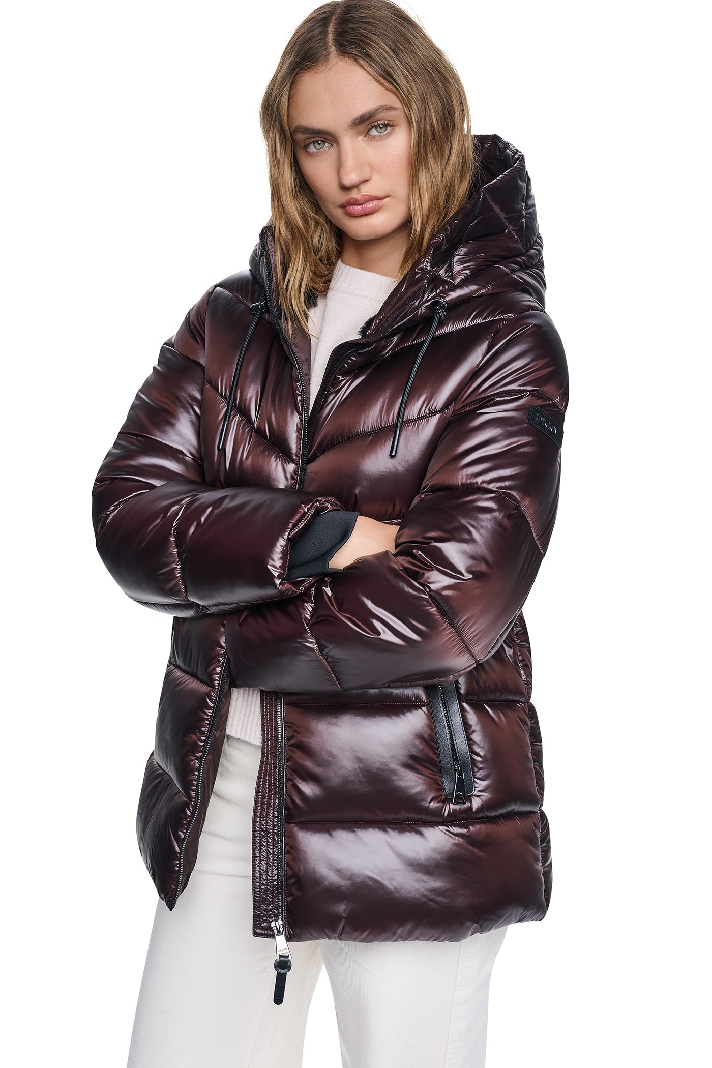 PEARALIZED HOODED PUFFER View 1 | DKNY25 PEARALIZED HOODED PUFFER View 1 | DKNY25