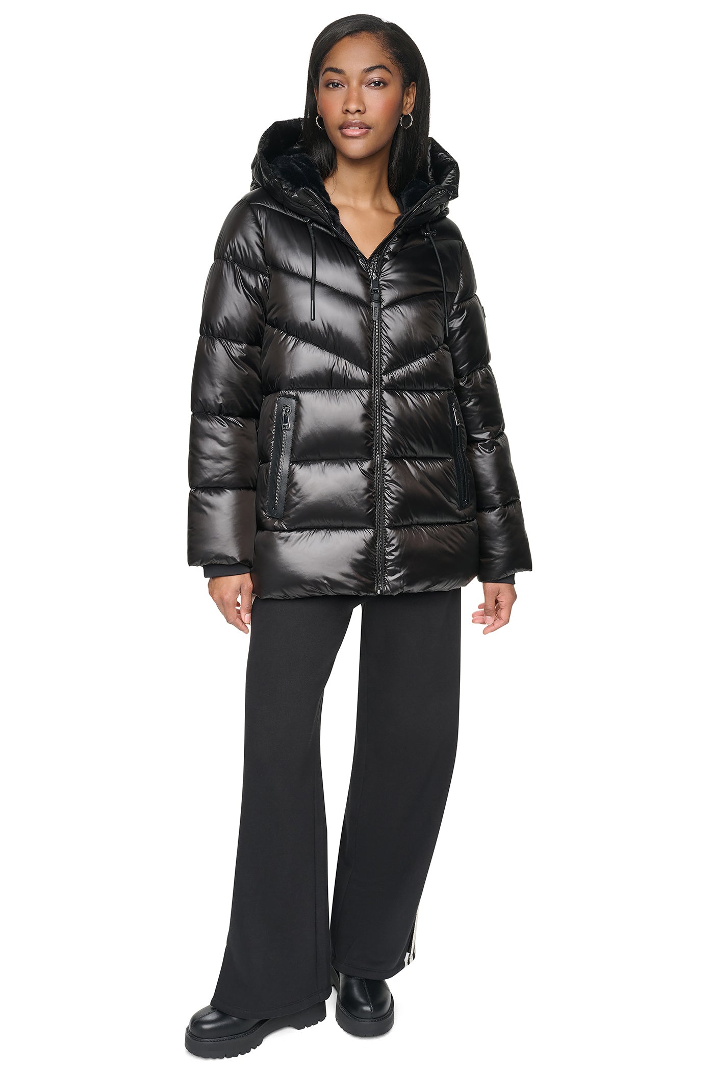 PEARALIZED HOODED PUFFER View 2 | DKNY25 PEARALIZED HOODED PUFFER View 2 | DKNY25