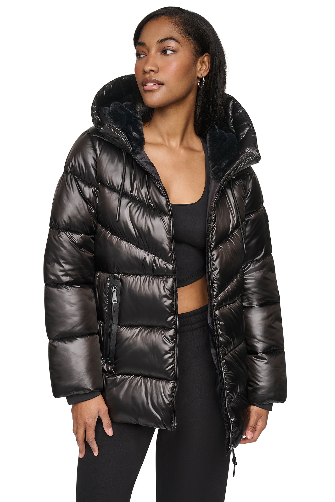 PEARALIZED HOODED PUFFER View 1 | DKNY25 PEARALIZED HOODED PUFFER View 1 | DKNY25