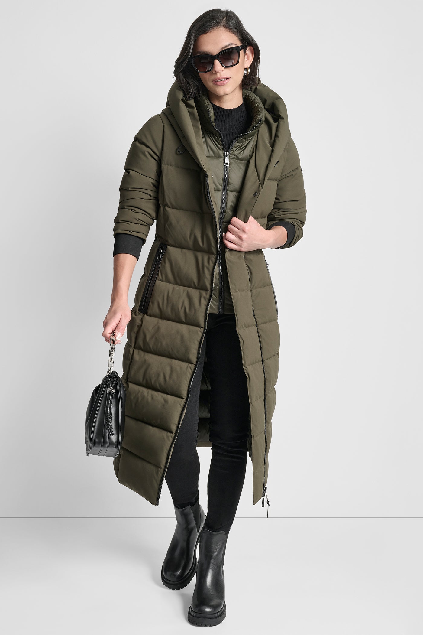 BIBBED SHAWL COLLAR HOODED PUFFER VIEW 10 | New Arrivals BIBBED SHAWL COLLAR HOODED PUFFER VIEW 10 | New Arrivals