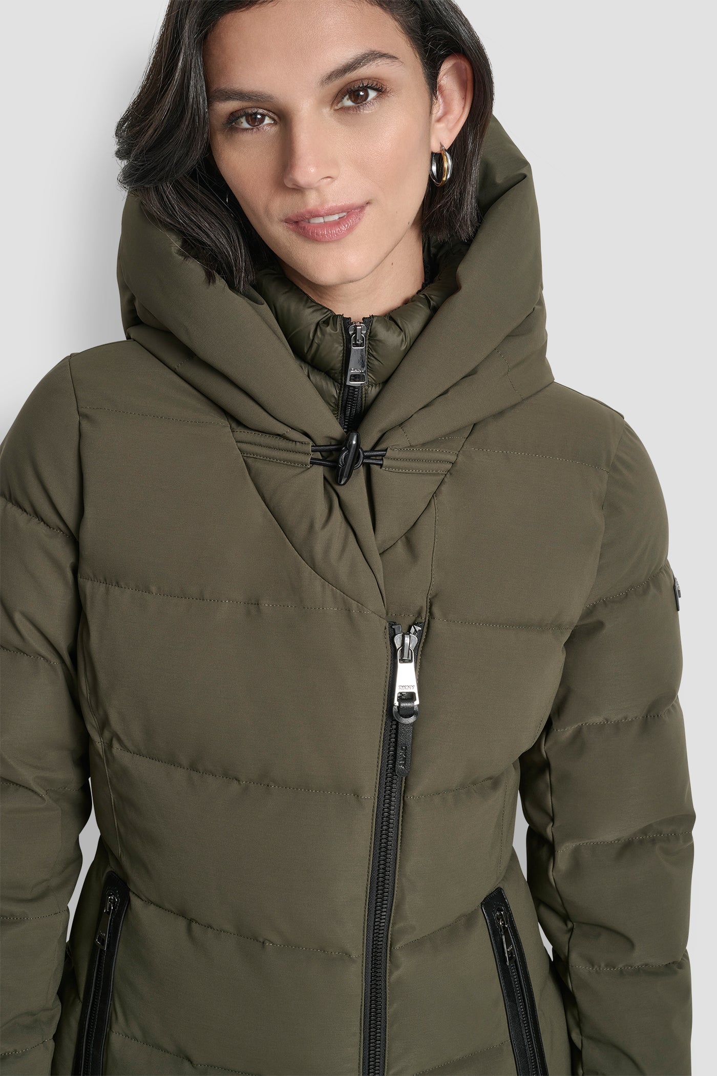 BIBBED SHAWL COLLAR HOODED PUFFER VIEW 4 | New Arrivals BIBBED SHAWL COLLAR HOODED PUFFER VIEW 4 | New Arrivals