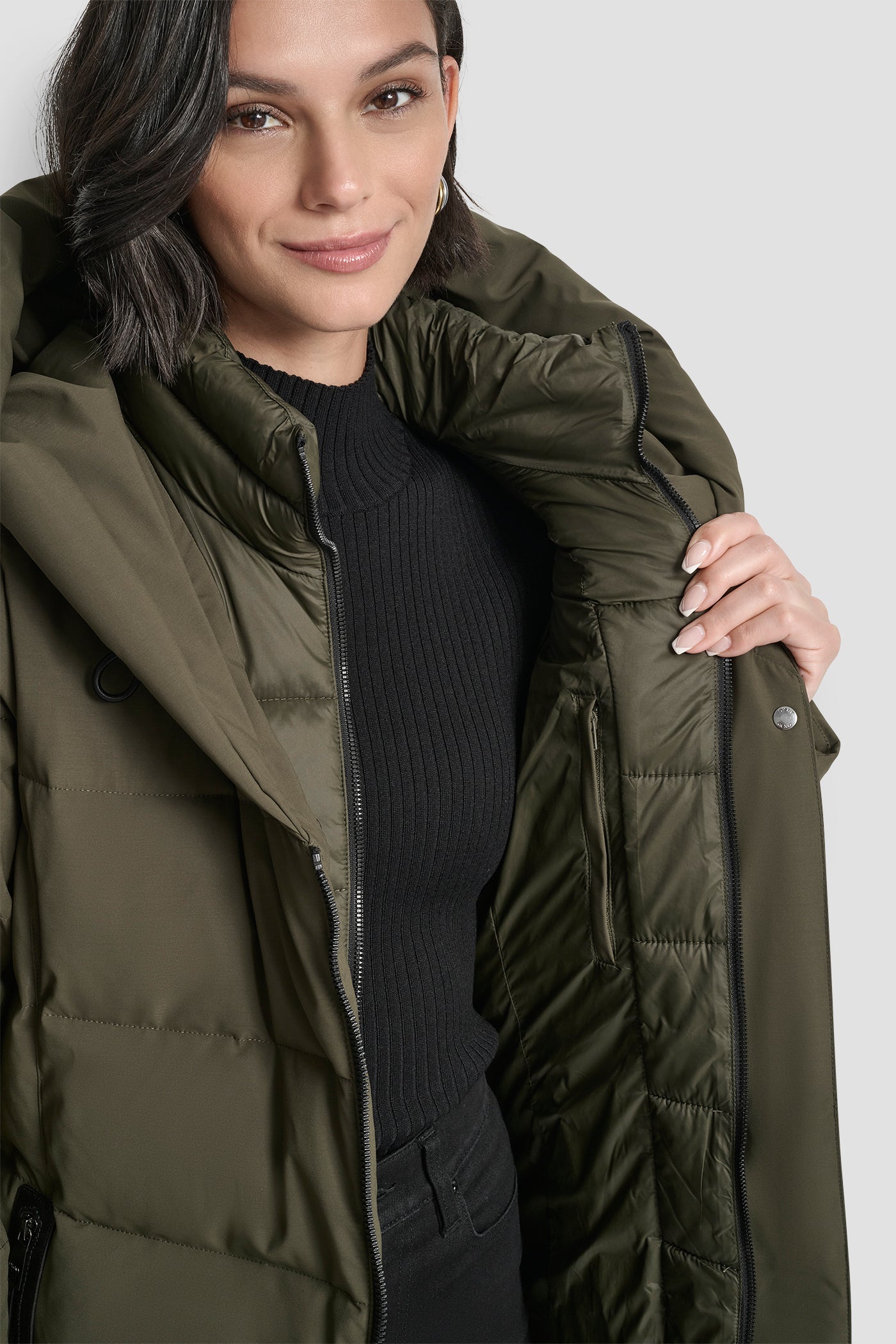 BIBBED SHAWL COLLAR HOODED PUFFER VIEW 6 | New Arrivals BIBBED SHAWL COLLAR HOODED PUFFER VIEW 6 | New Arrivals