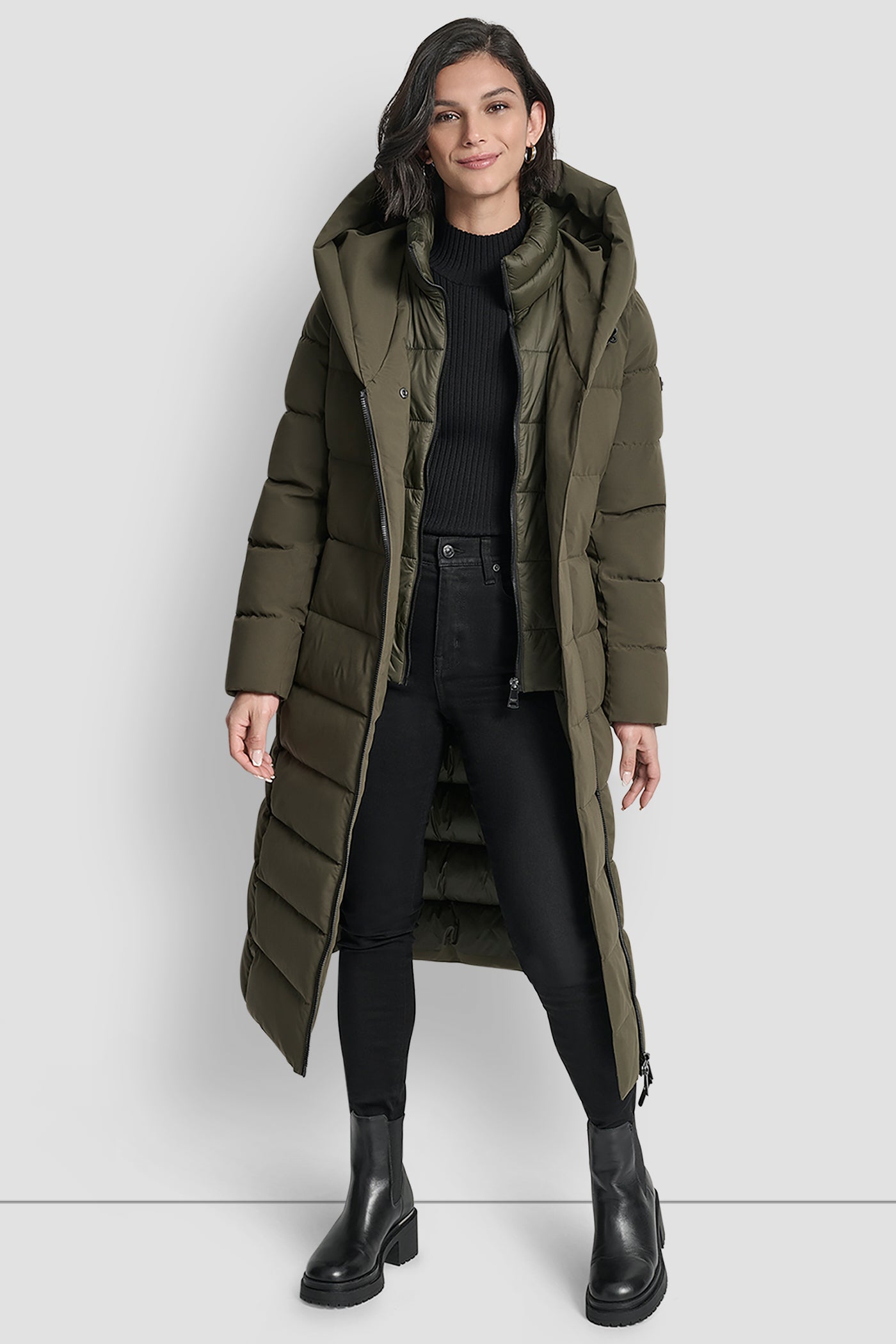 BIBBED SHAWL COLLAR HOODED PUFFER VIEW 8 | New Arrivals BIBBED SHAWL COLLAR HOODED PUFFER VIEW 8 | New Arrivals
