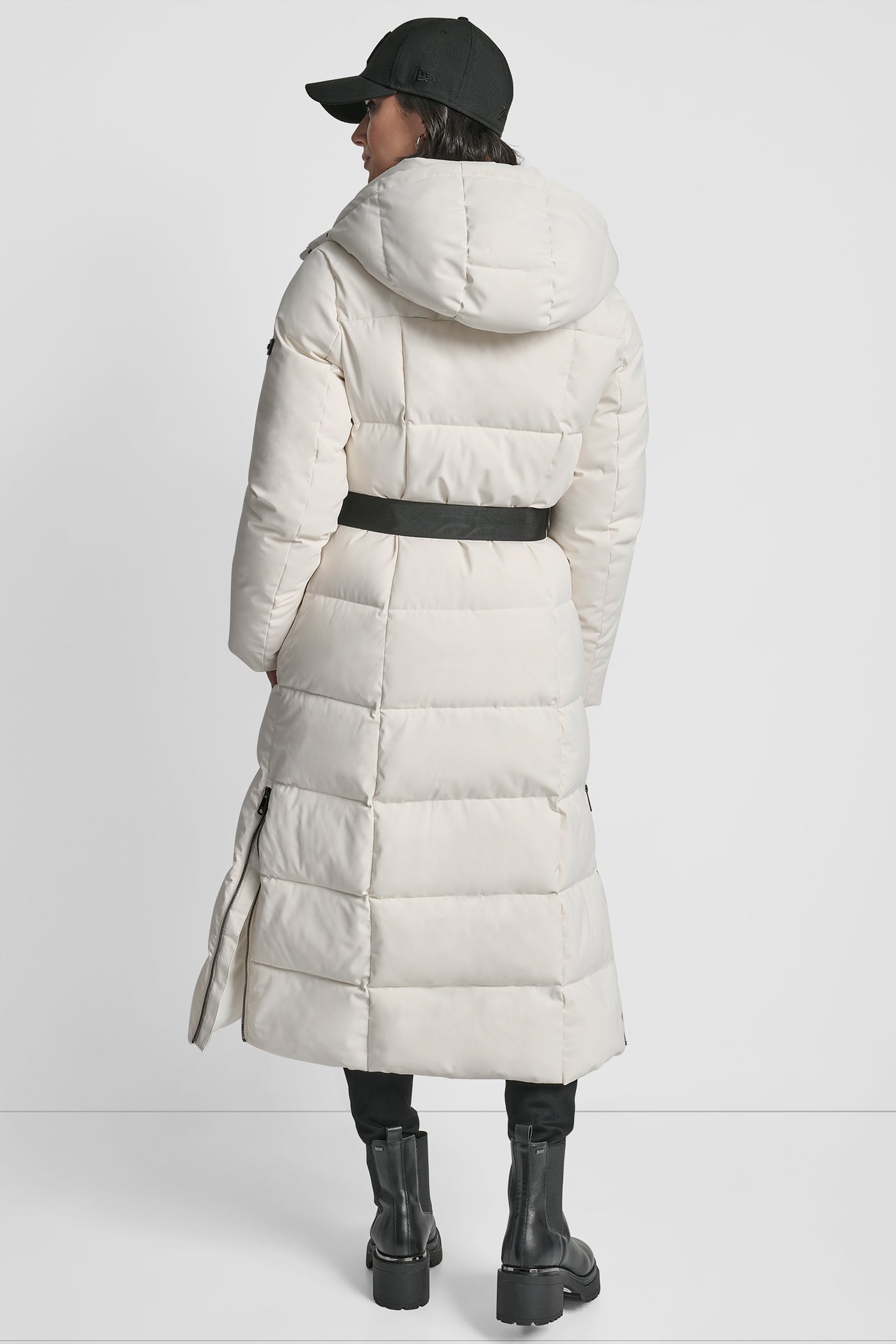 BOX QUILT LONG PUFFER WITH BELT VIEW 2 | New Arrivals BOX QUILT LONG PUFFER WITH BELT VIEW 2 | New Arrivals