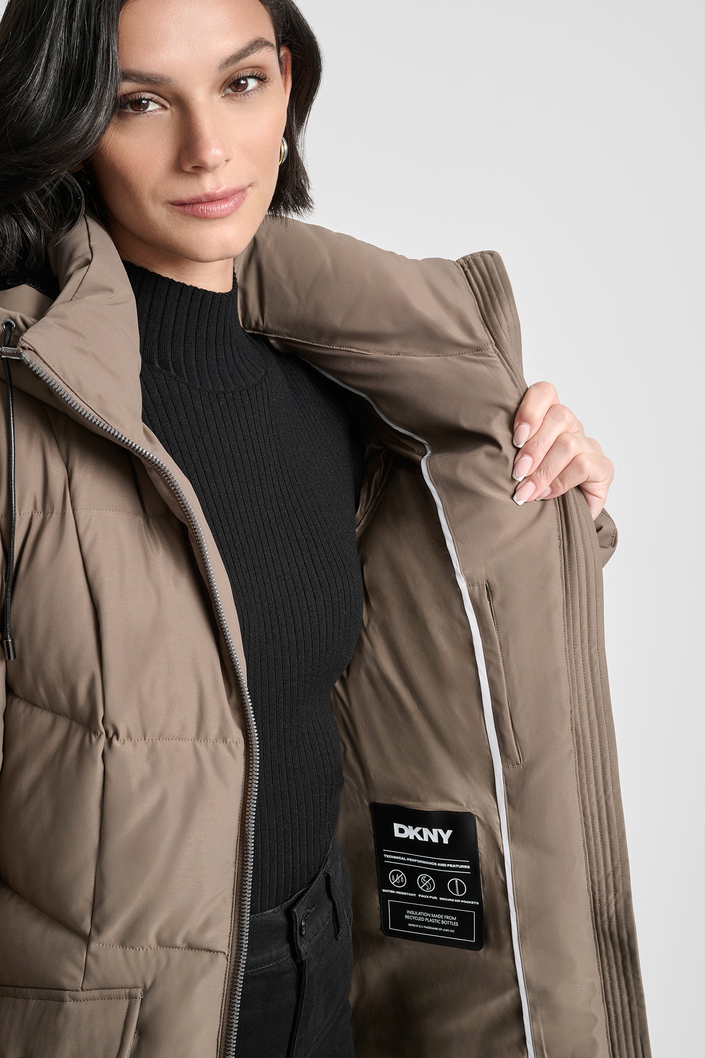 BOX QUILT LONG PUFFER WITH BELT VIEW 6 | New Arrivals BOX QUILT LONG PUFFER WITH BELT VIEW 6 | New Arrivals
