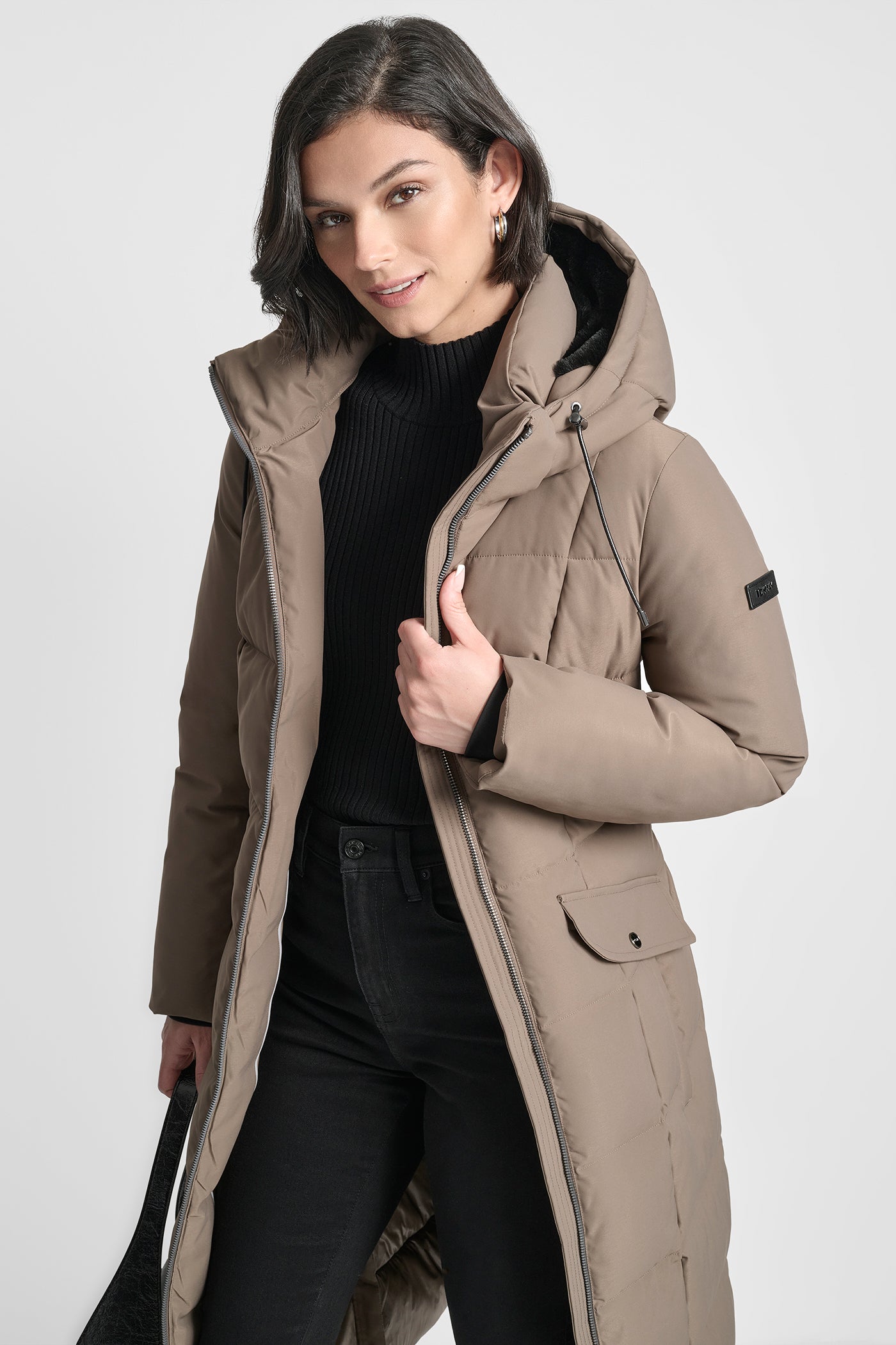BOX QUILT LONG PUFFER WITH BELT VIEW 4 | New Arrivals BOX QUILT LONG PUFFER WITH BELT VIEW 4 | New Arrivals