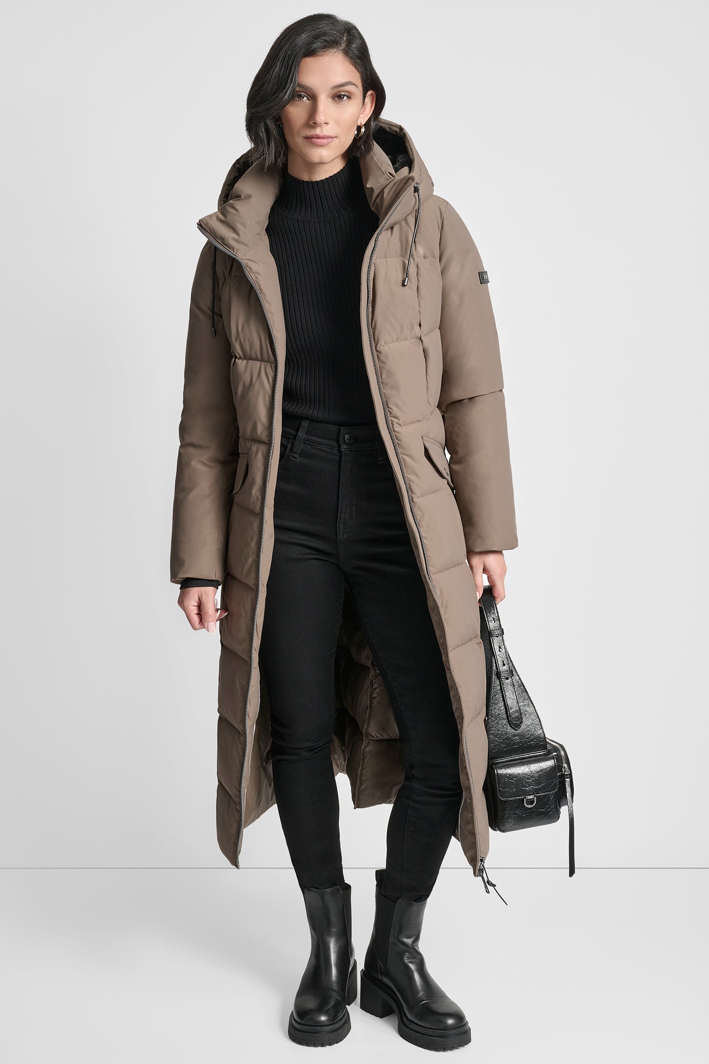 BOX QUILT LONG PUFFER WITH BELT VIEW 9 | New Arrivals BOX QUILT LONG PUFFER WITH BELT VIEW 9 | New Arrivals