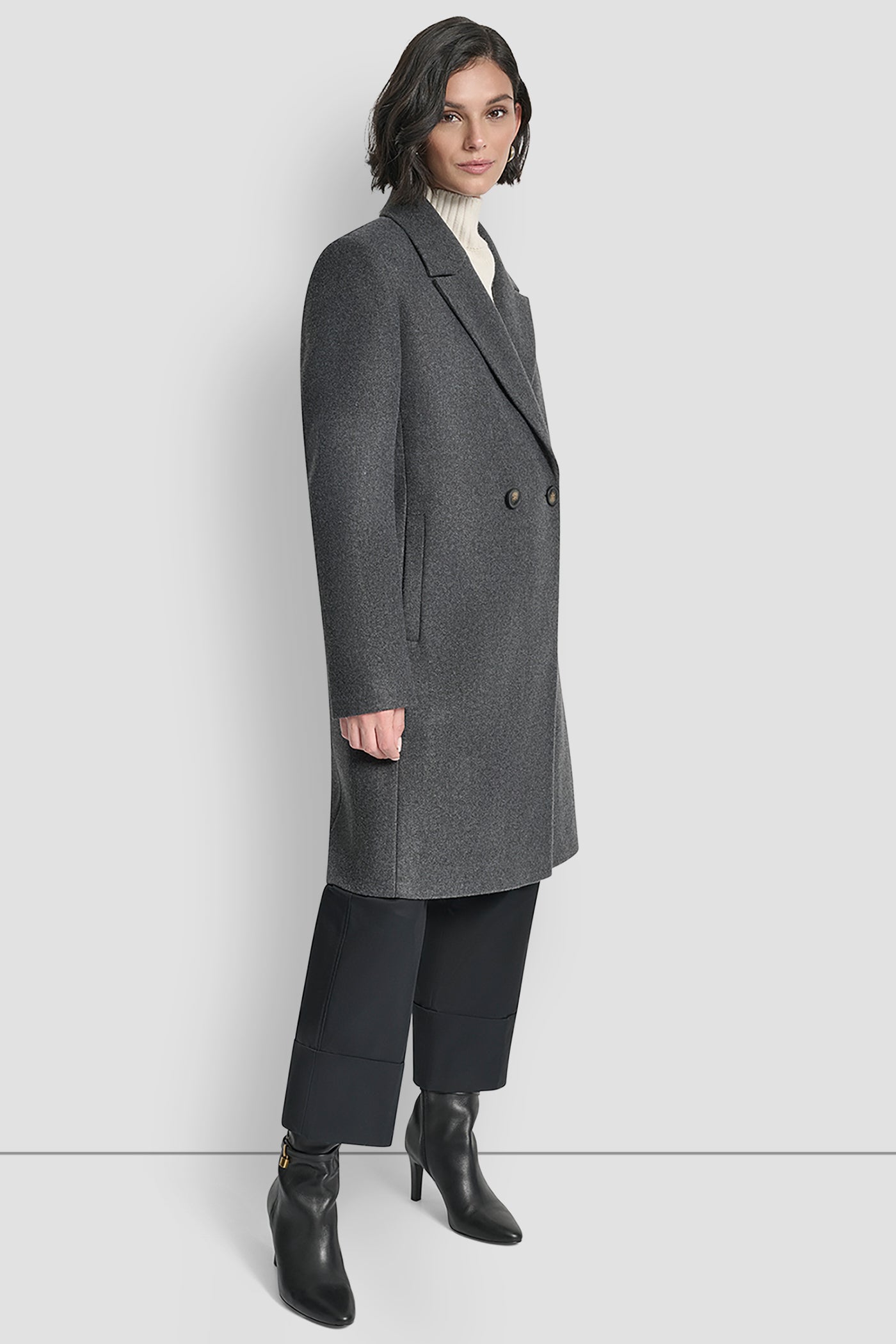 DOUBLE BREASTED FAUX WOOL COAT VIEW 3 | DKNY Promo DOUBLE BREASTED FAUX WOOL COAT VIEW 3 | DKNY Promo