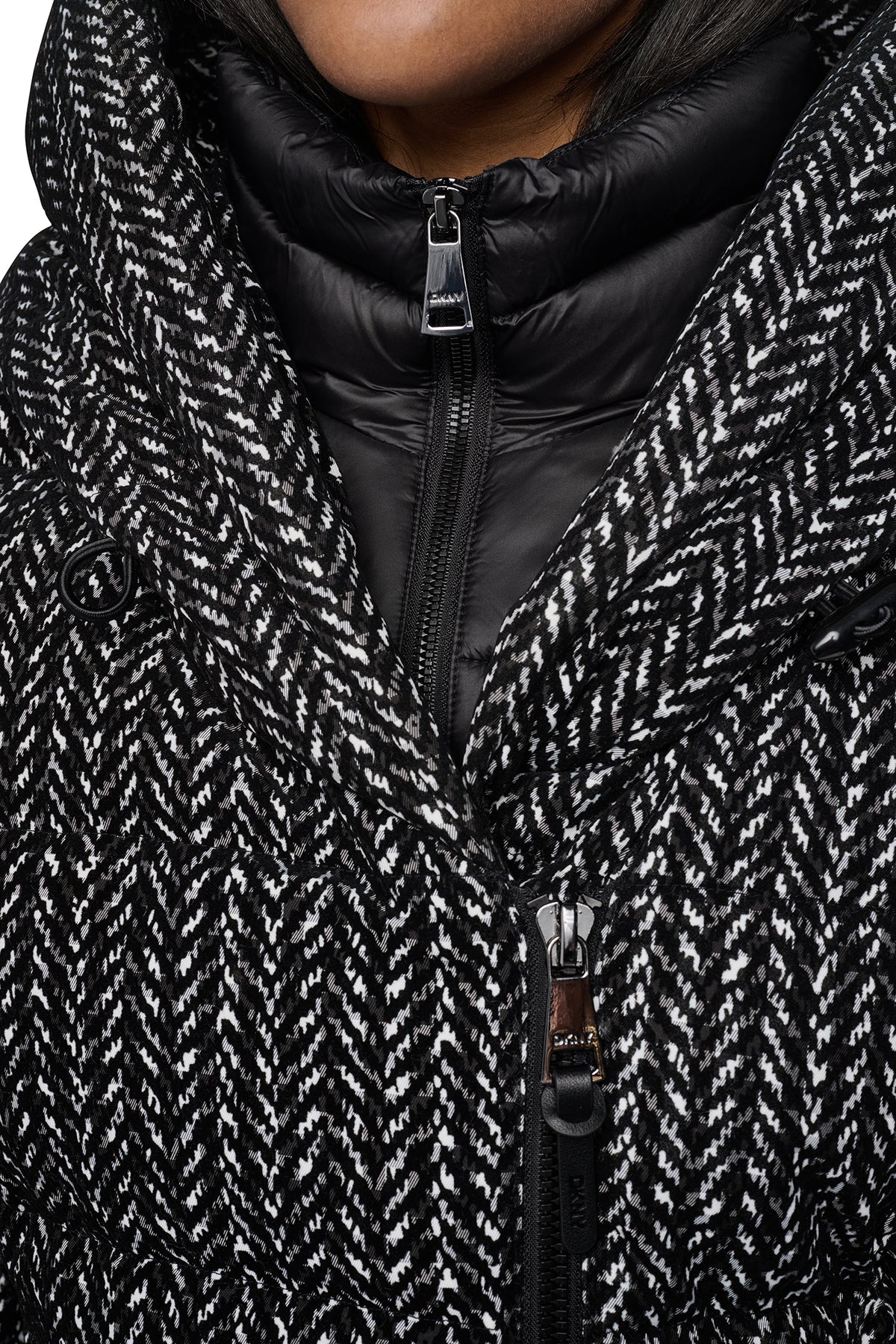 MAXI HOODED PUFFER COAT WITH INNER BIB VIEW 2