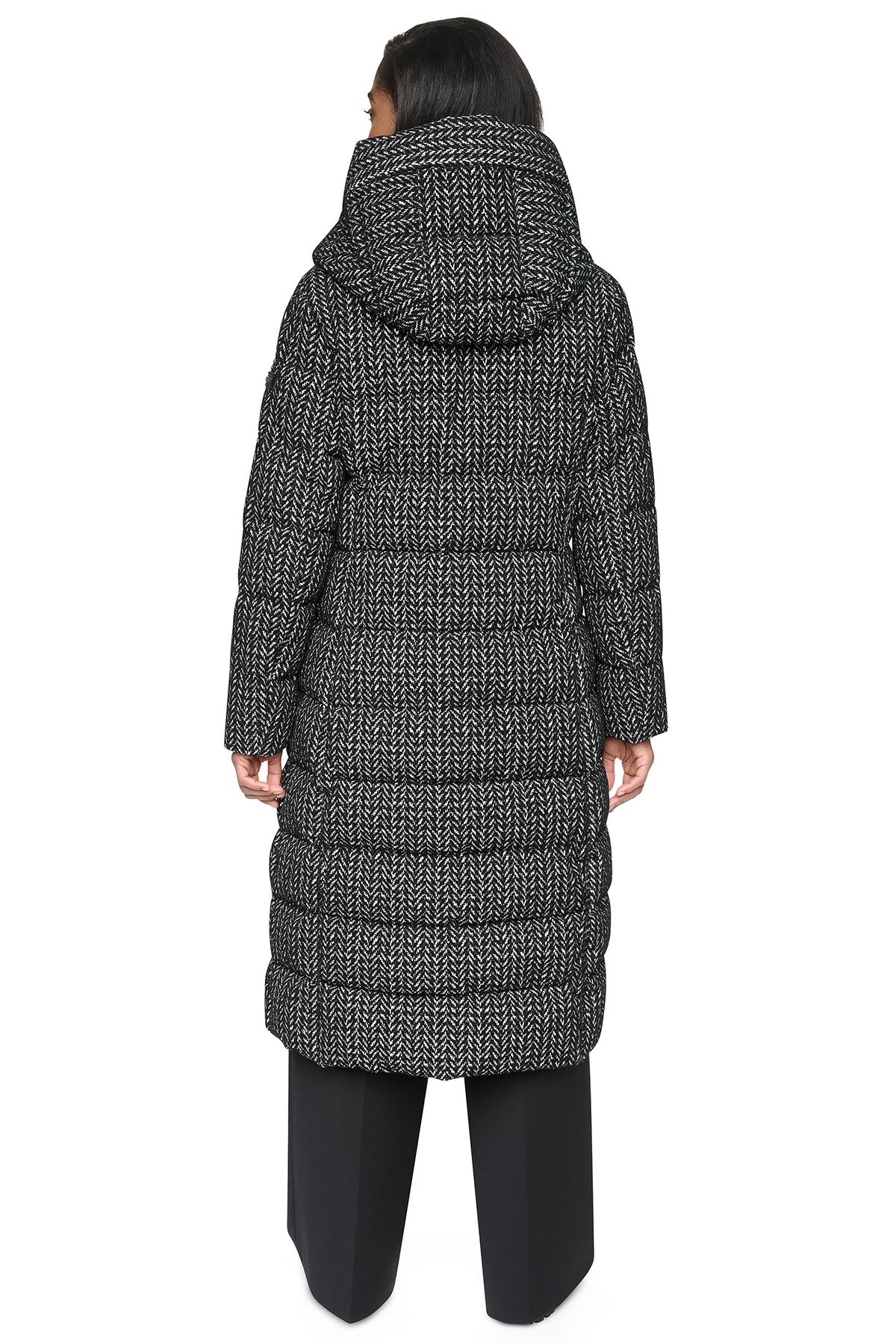 MAXI HOODED PUFFER COAT WITH INNER BIB VIEW 2