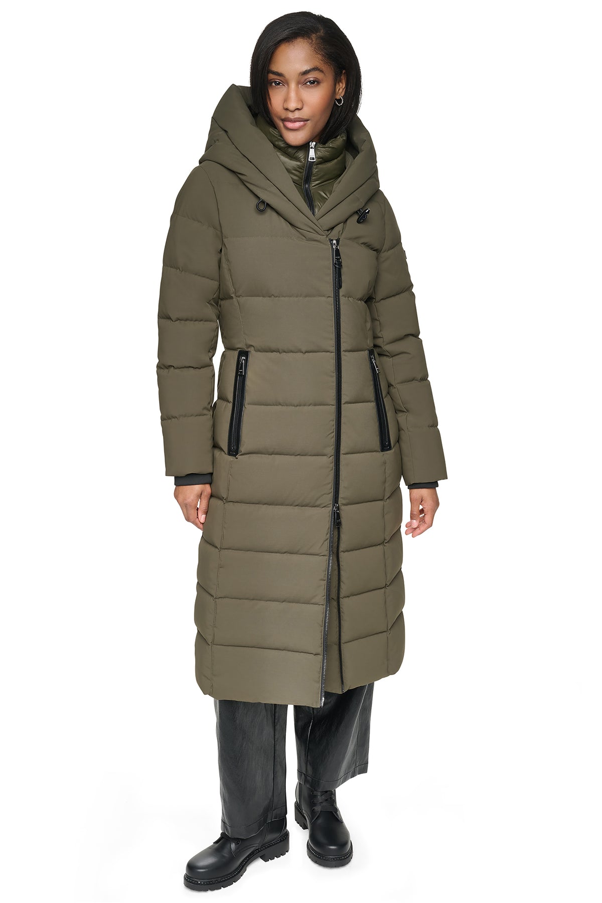MAXI HOODED PUFFER COAT WITH INNER BIB View 2 | Clothing MAXI HOODED PUFFER COAT WITH INNER BIB View 2 | Clothing
