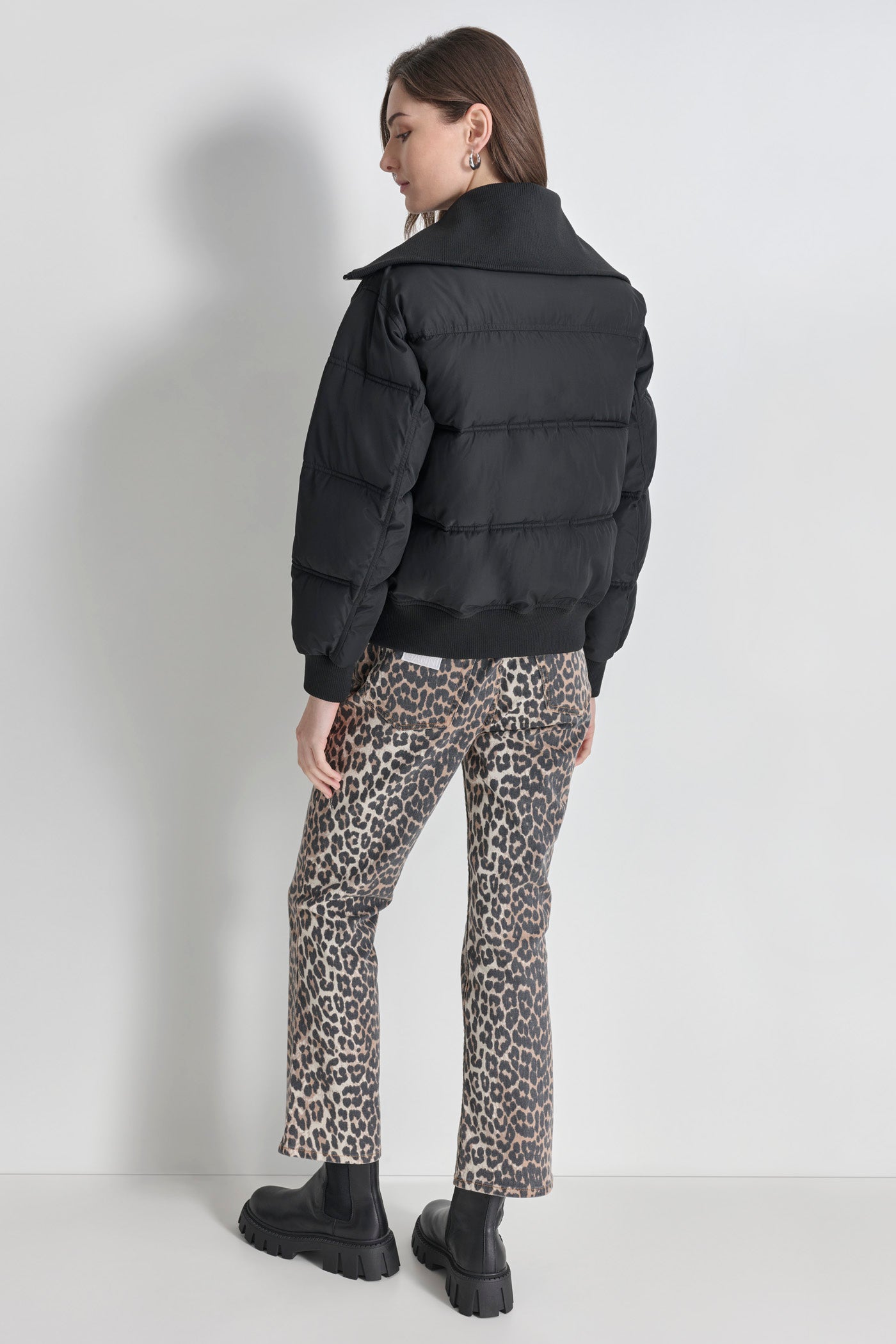 KNIT-TRIM ZIP-FRONT PUFFER COAT VIEW 3 KNIT-TRIM ZIP-FRONT PUFFER COAT VIEW 3