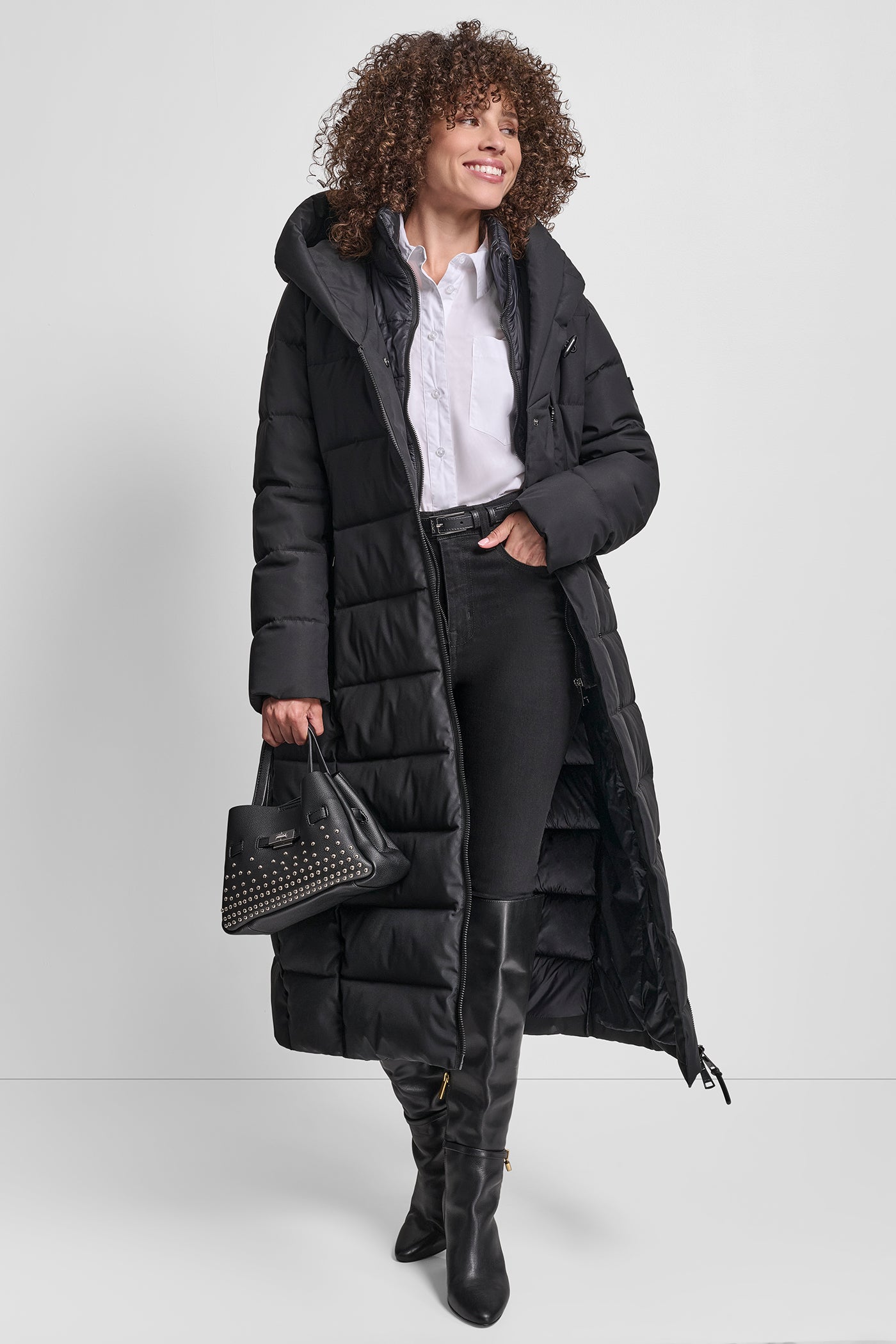 BIBBED SHAWL COLLAR HOODED PUFFER VIEW 8 | New Arrivals BIBBED SHAWL COLLAR HOODED PUFFER VIEW 8 | New Arrivals