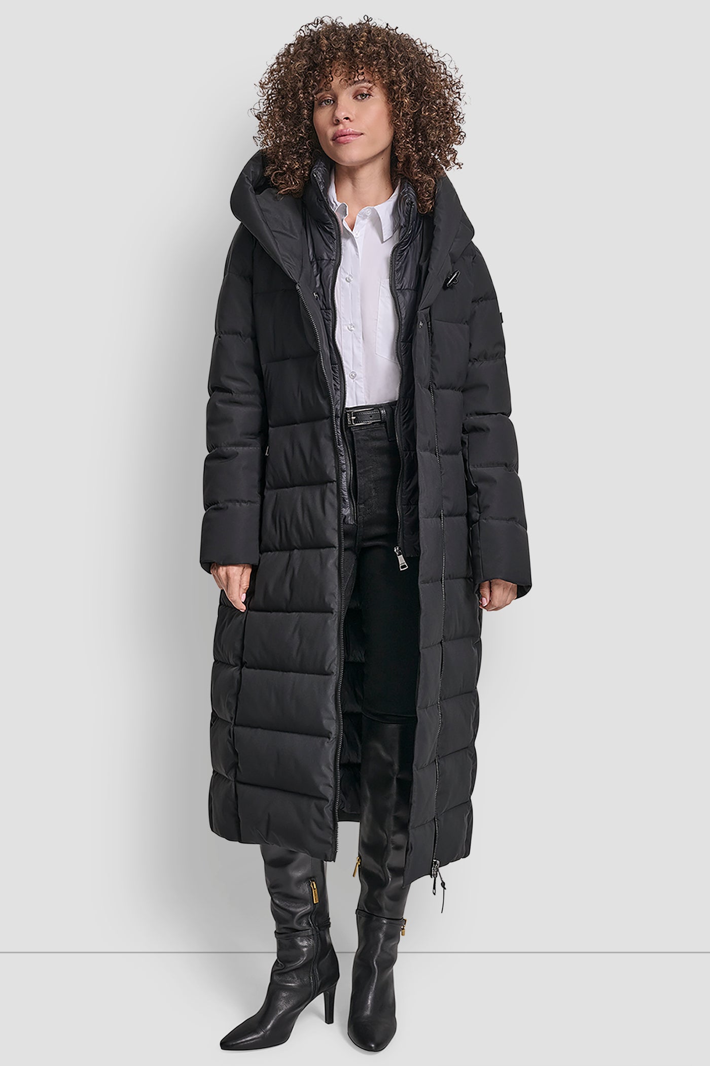BIBBED SHAWL COLLAR HOODED PUFFER VIEW 7 | New Arrivals BIBBED SHAWL COLLAR HOODED PUFFER VIEW 7 | New Arrivals