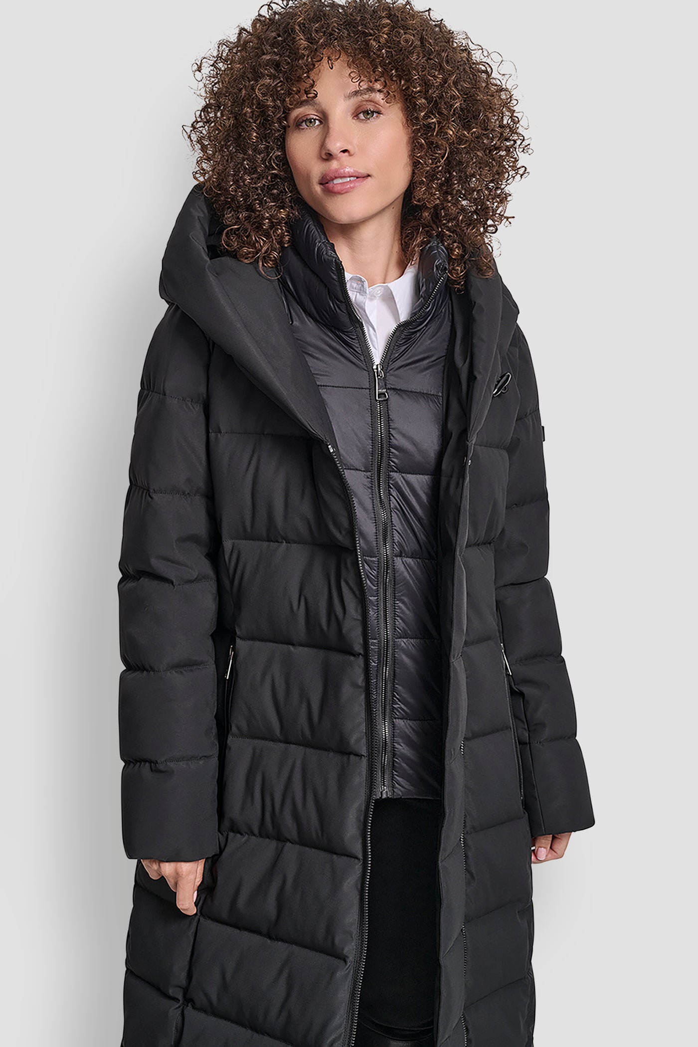BIBBED SHAWL COLLAR HOODED PUFFER VIEW 6 | New Arrivals BIBBED SHAWL COLLAR HOODED PUFFER VIEW 6 | New Arrivals