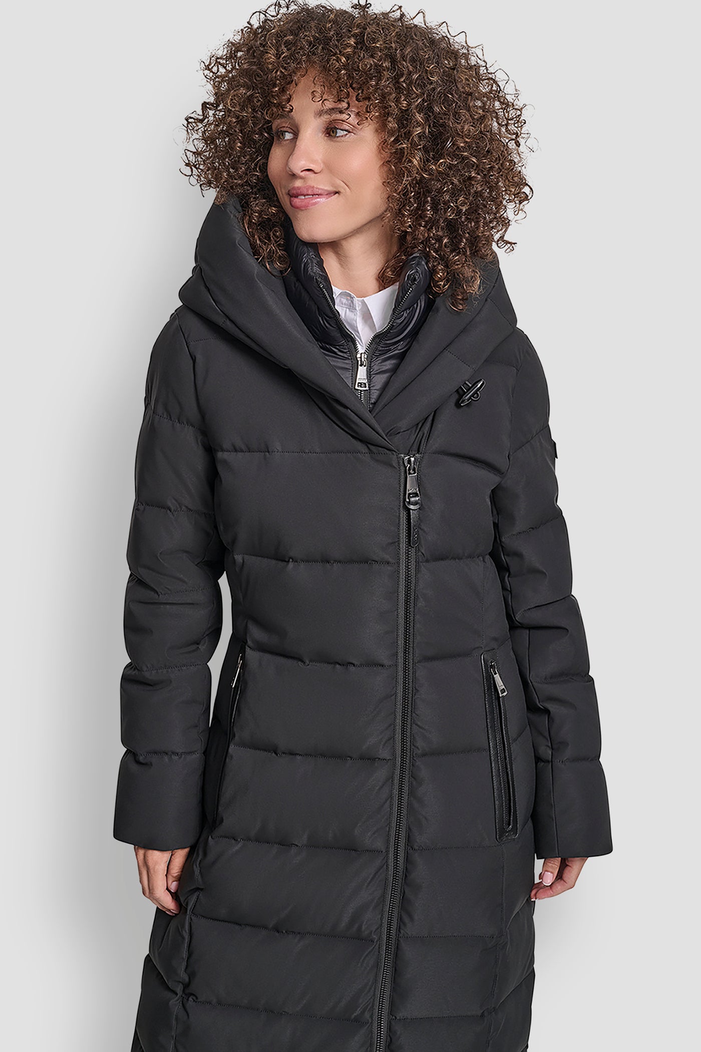 BIBBED SHAWL COLLAR HOODED PUFFER VIEW 4 | New Arrivals BIBBED SHAWL COLLAR HOODED PUFFER VIEW 4 | New Arrivals