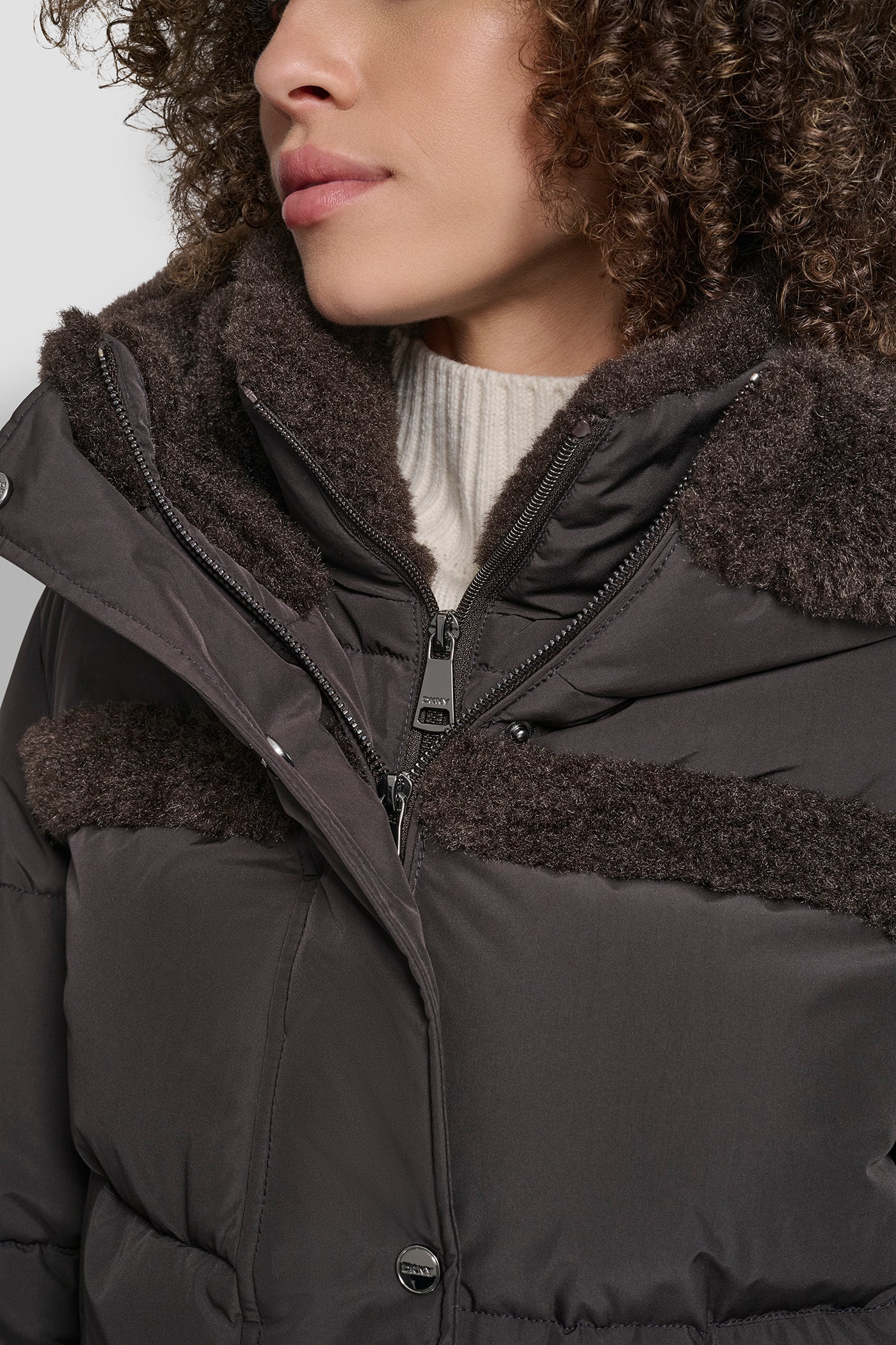 FAUX FUR SPILL BIB SHORT PUFFER JACKET VIEW 5 | DKNY Promo FAUX FUR SPILL BIB SHORT PUFFER JACKET VIEW 5 | DKNY Promo