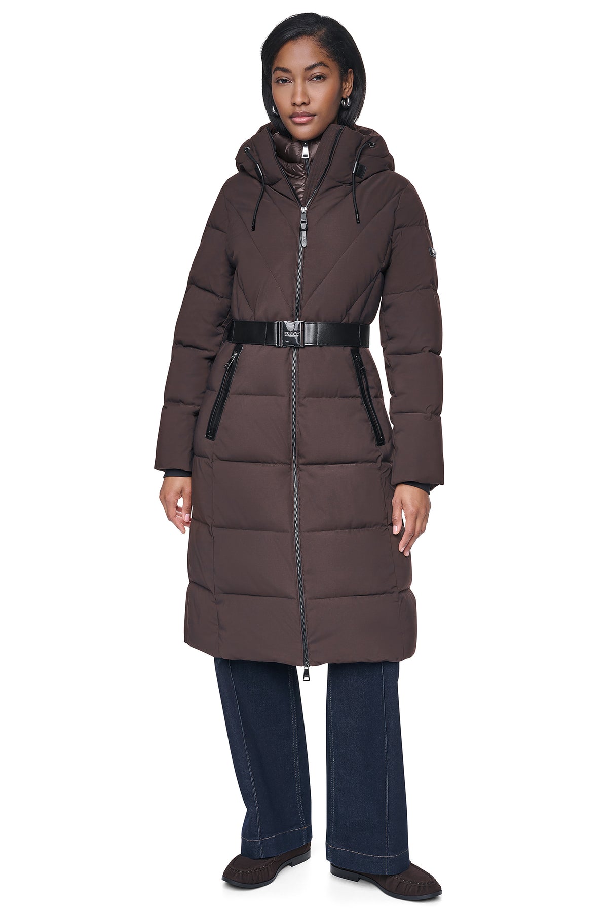 LONG BELTED PUFFER WITH BIB View 1 | Coat's Sale LONG BELTED PUFFER WITH BIB View 1 | Coat's Sale