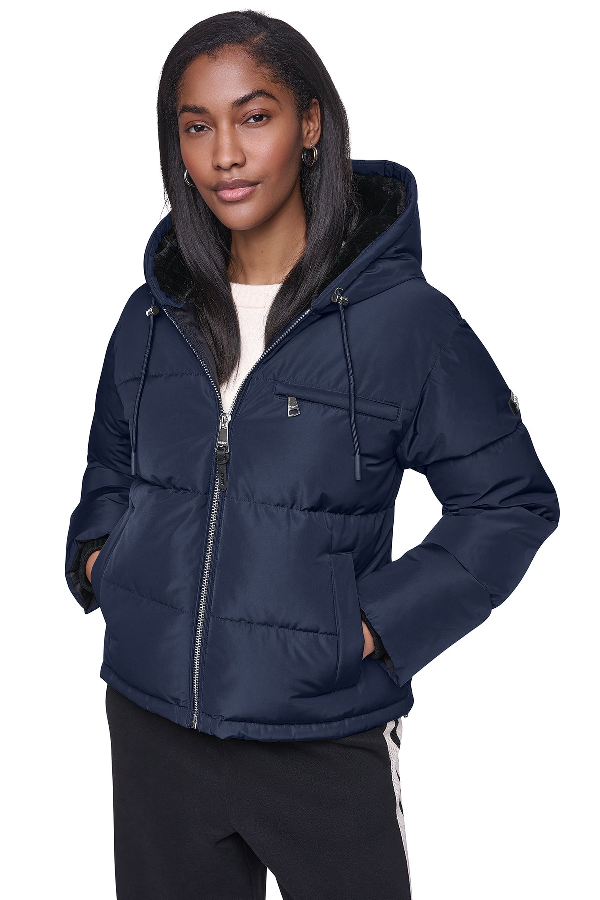 CONTRAST LINED SHORT HOODED PUFFER View 2 | Coat's Sale CONTRAST LINED SHORT HOODED PUFFER View 2 | Coat's Sale
