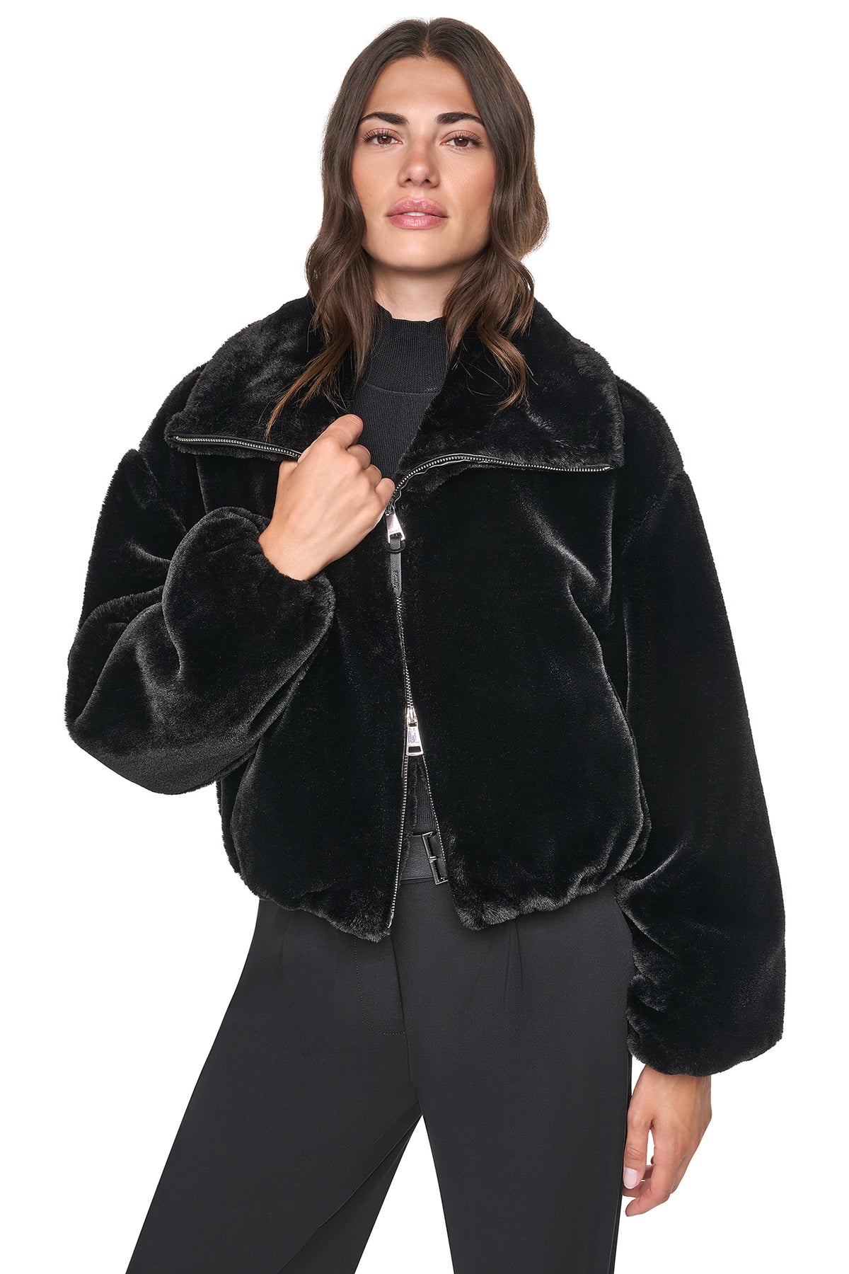 FAUX FUR BUBBLE HEM JACKET View 2 | All Products FAUX FUR BUBBLE HEM JACKET View 2 | All Products