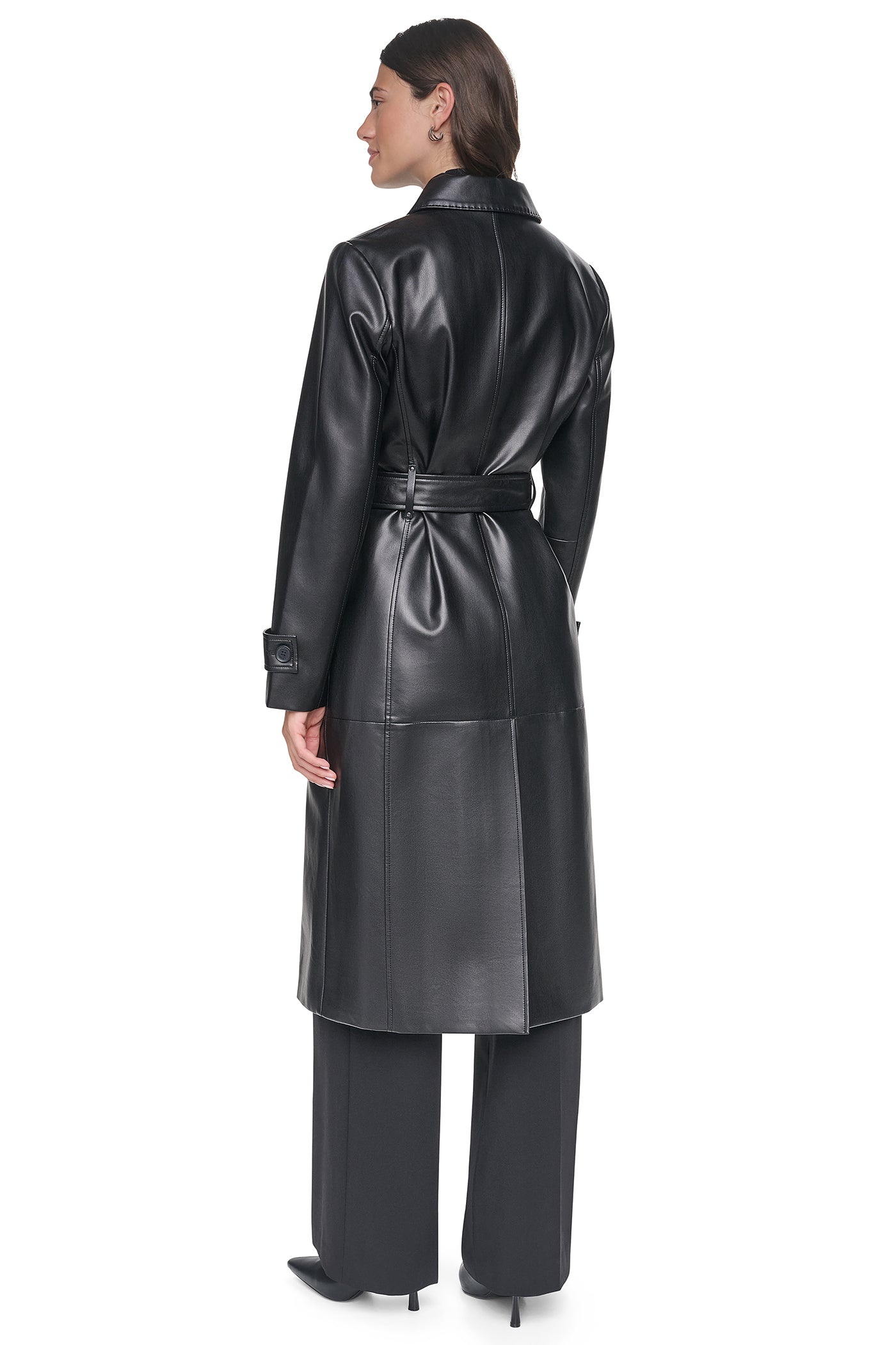 FAUX LEATHER BELTED LONG TRENCH View 2 | DKNY25 FAUX LEATHER BELTED LONG TRENCH View 2 | DKNY25