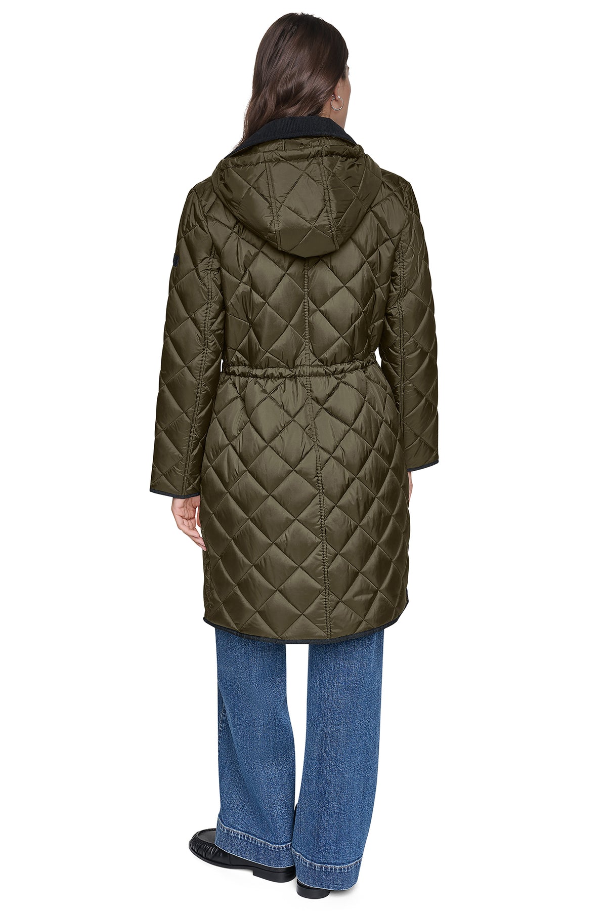CORDUROY COLLAR HOODED QUILTED COAT VIEW 2