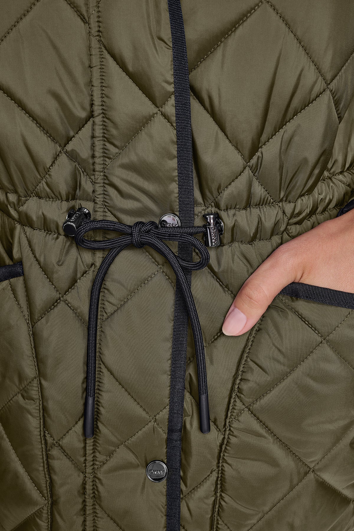 CORDUROY COLLAR HOODED QUILTED COAT VIEW 2