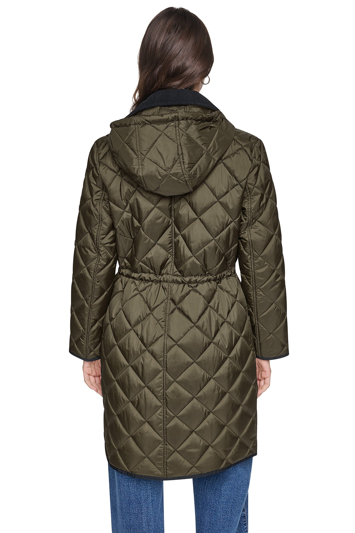 CORDUROY COLLAR HOODED QUILTED COAT VIEW 2