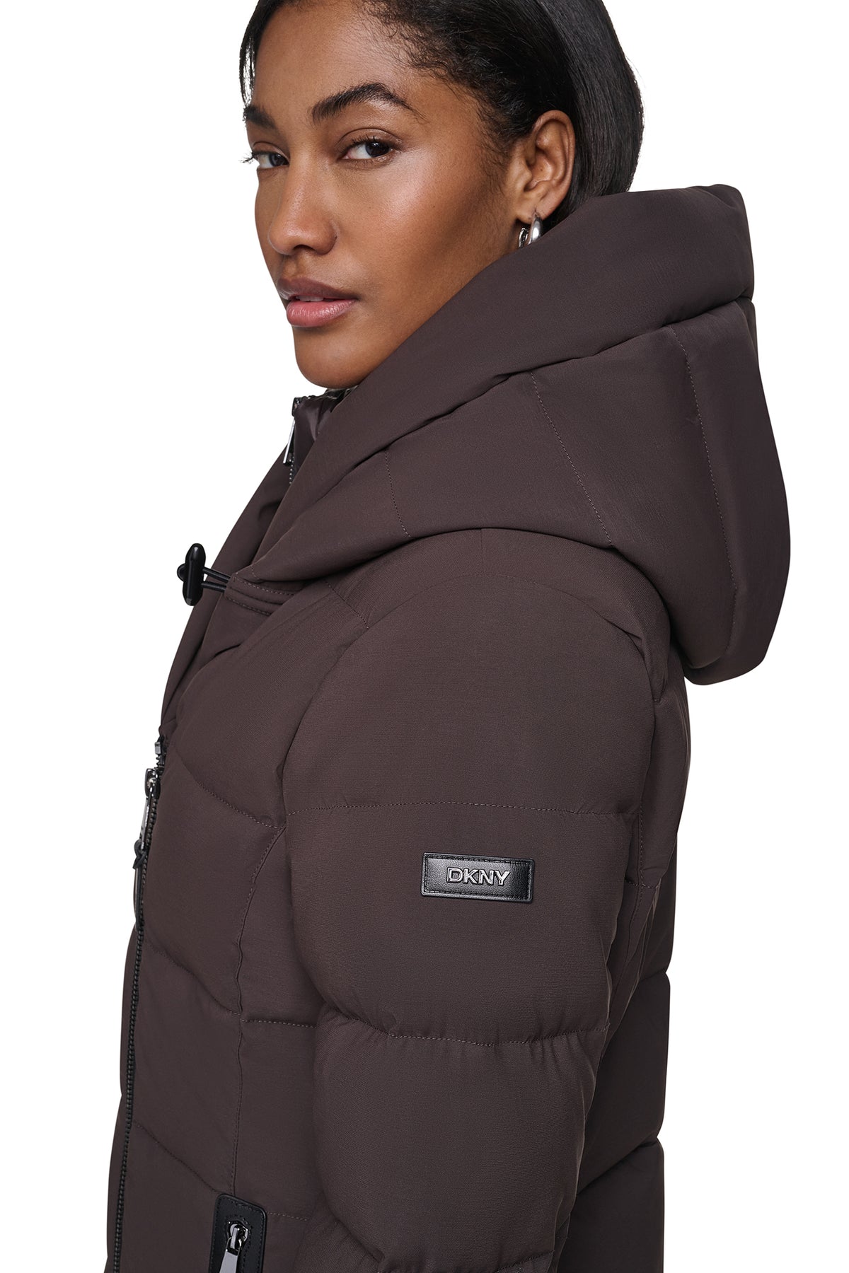 MAXI HOODED PUFFER COAT WITH INNER BIB VIEW 2