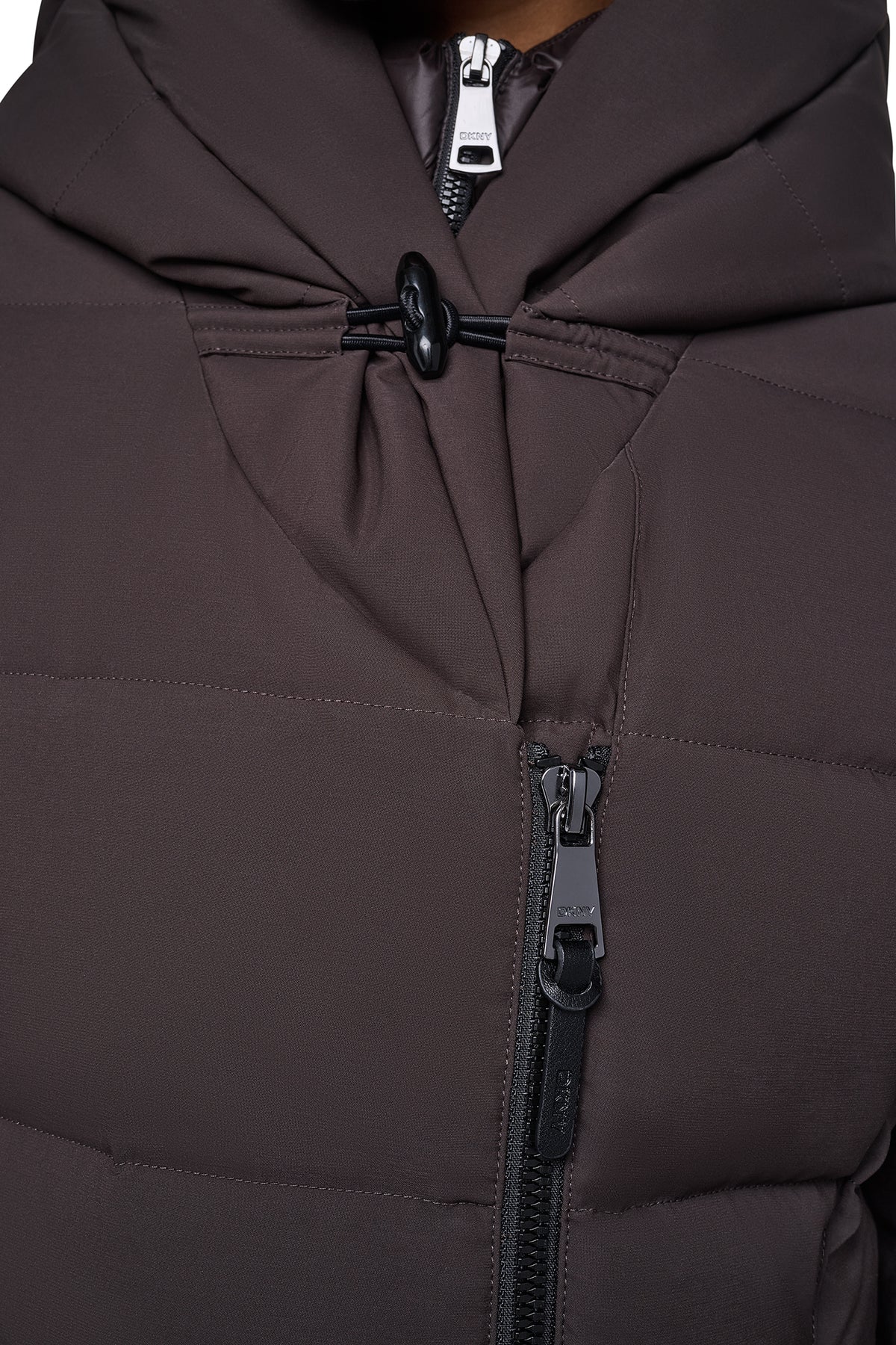 MAXI HOODED PUFFER COAT WITH INNER BIB VIEW 2