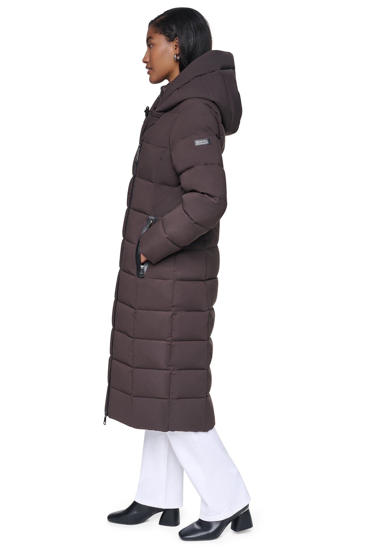 MAXI HOODED PUFFER COAT WITH INNER BIB VIEW 2