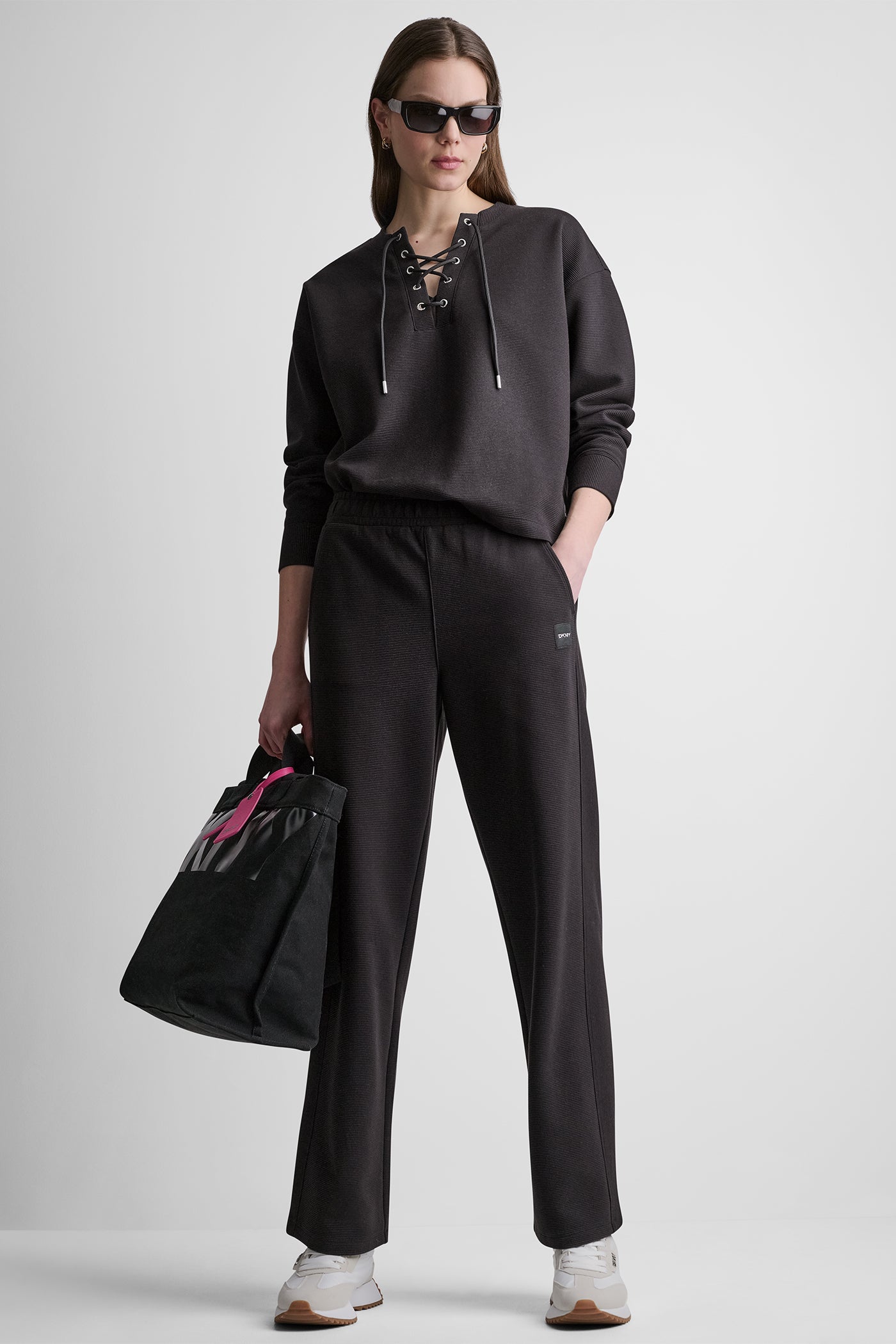 HIGH-RISE RIB TRACK PANTS VIEW 1 HIGH-RISE RIB TRACK PANTS VIEW 1