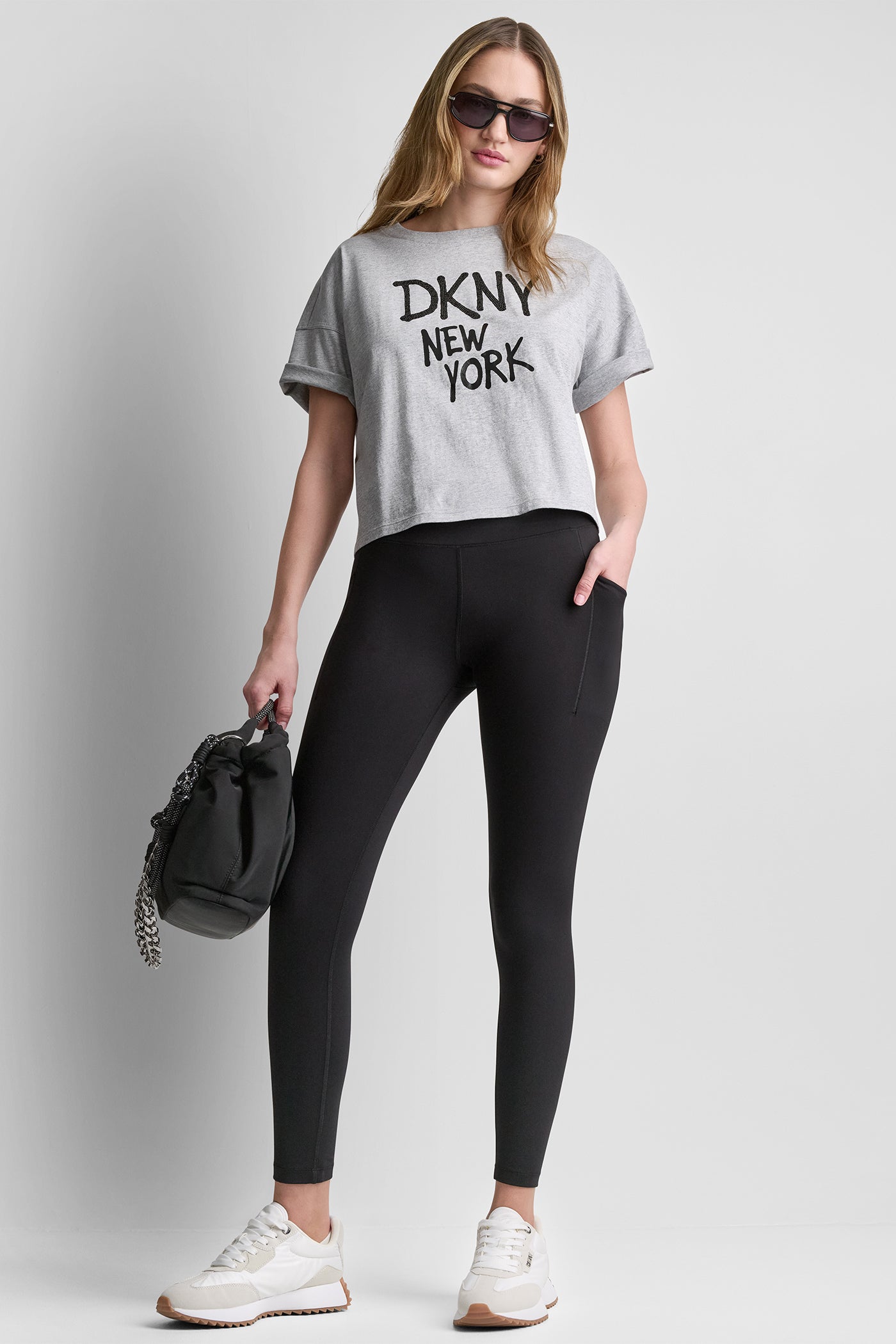 RHINESTONE GRAFFITI LOGO TEE View 2 | DKNY25 RHINESTONE GRAFFITI LOGO TEE View 2 | DKNY25