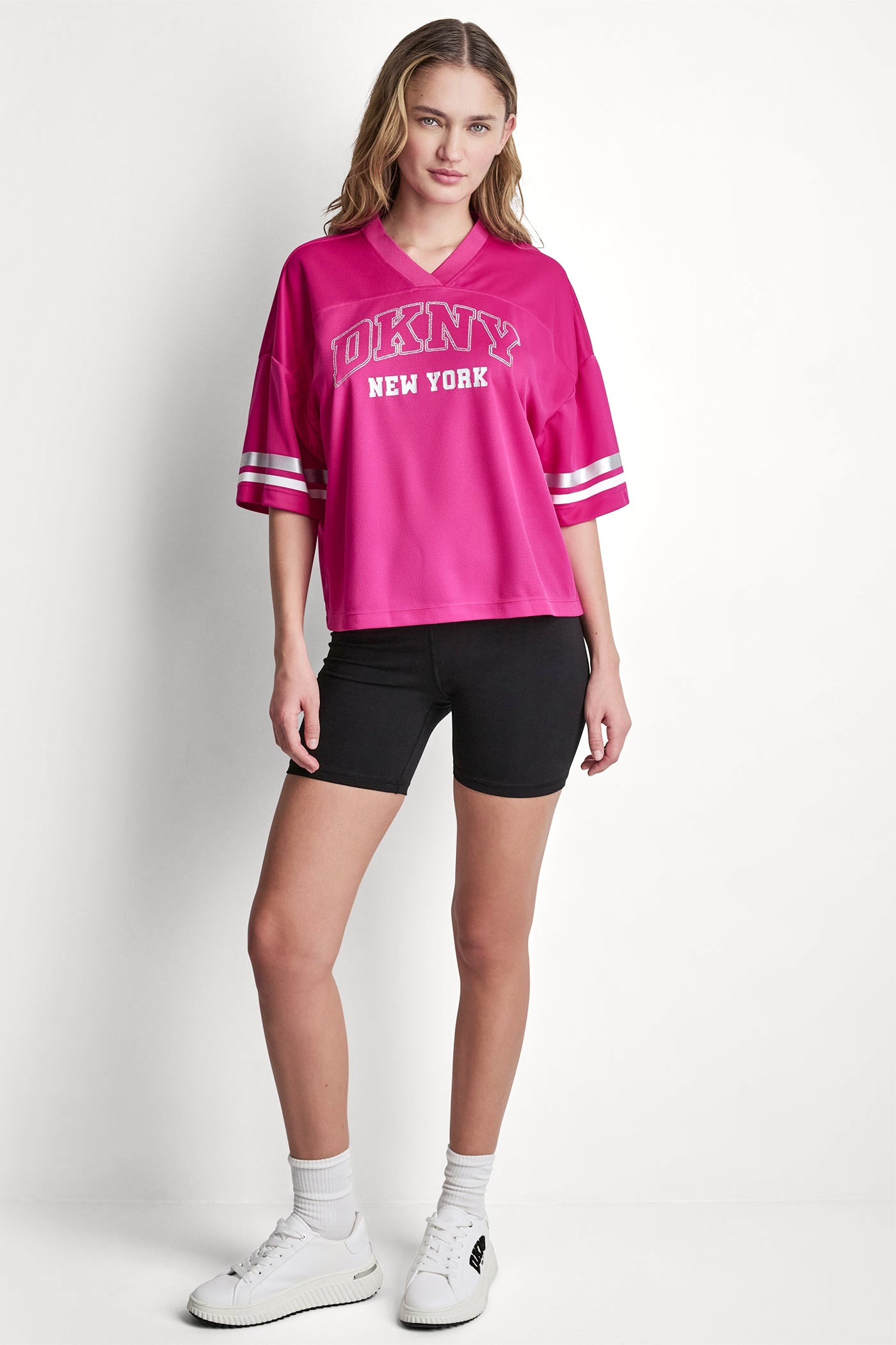 RHINESTONE VARSITY LOGO V-NECK JERSEY VIEW 5 | SALE RHINESTONE VARSITY LOGO V-NECK JERSEY VIEW 5 | SALE