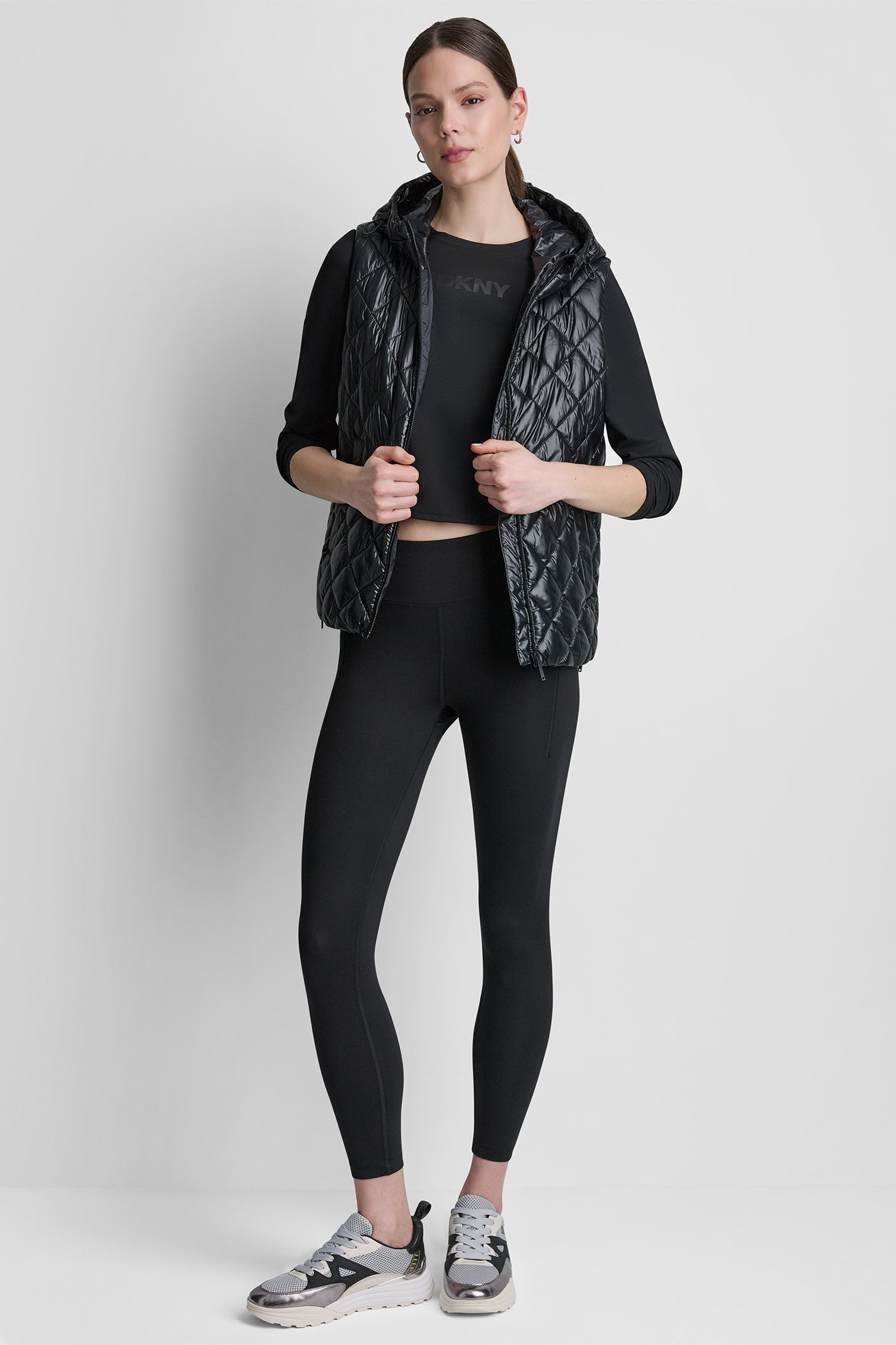 HOODED DIAMOND QUILTED VEST VIEW 2