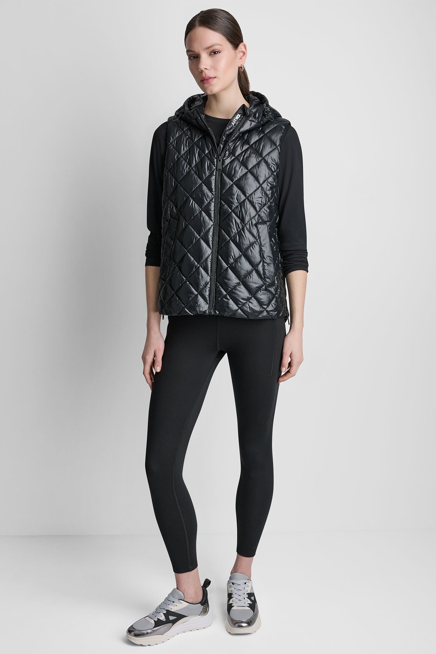 HOODED DIAMOND QUILTED VEST VIEW 2