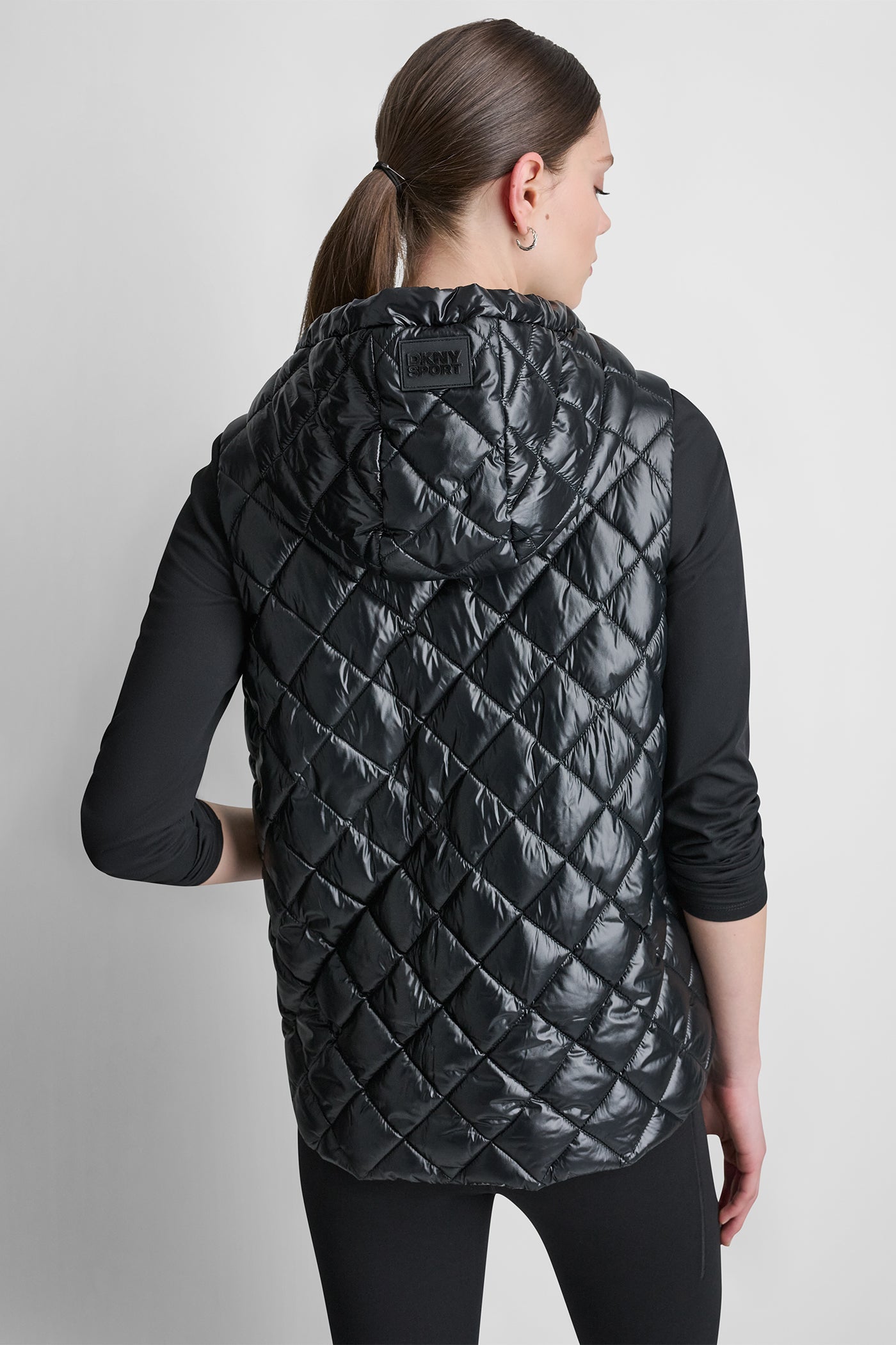 HOODED DIAMOND QUILTED VEST VIEW 2