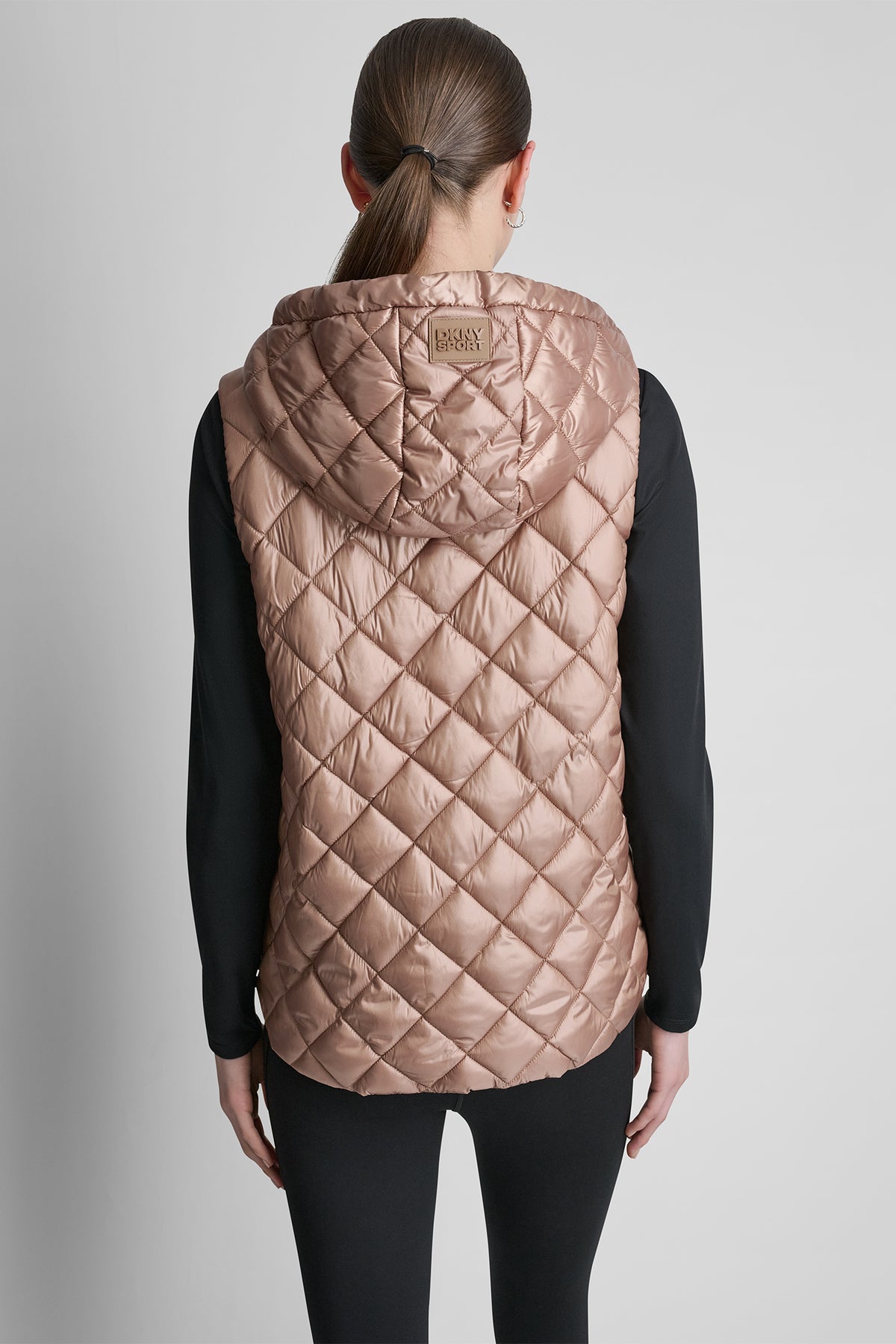 HOODED DIAMOND QUILTED VEST VIEW 2