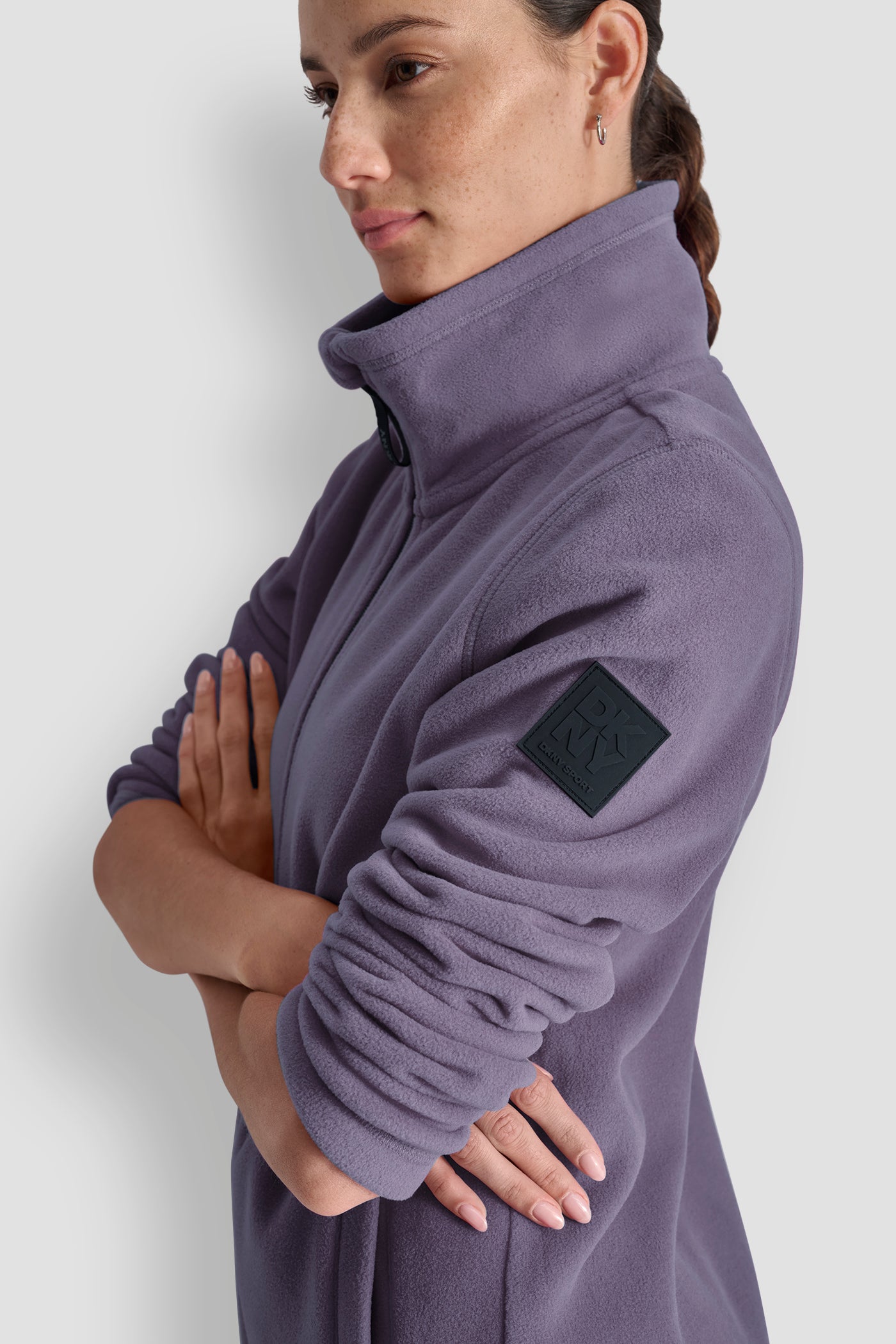 TECH FLEECE JACKET WITH MATTE SHINE LOGO SLEEVE PATCH VIEW 4 | WOMENS COATS & JACKETS TECH FLEECE JACKET WITH MATTE SHINE LOGO SLEEVE PATCH VIEW 4 | WOMENS COATS & JACKETS